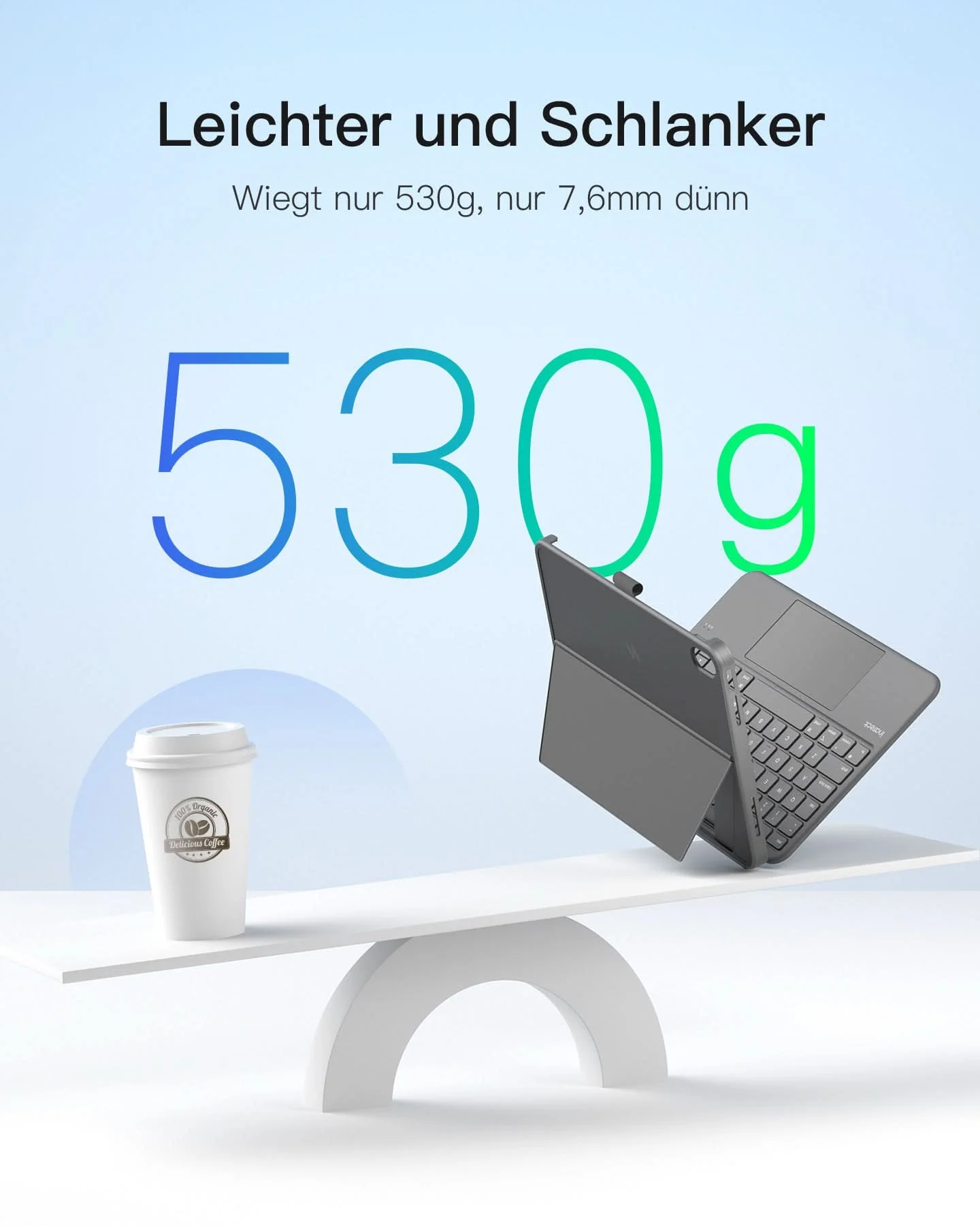 Abnehmbar Hülle mit Tastatur für iPad 11" A16 2025, iPad 10.9" 2022,mit Stifthalter, QWERTZ, AceTouch Pro, KB403-10 | Red Dot Design Award 2026 - Image 18