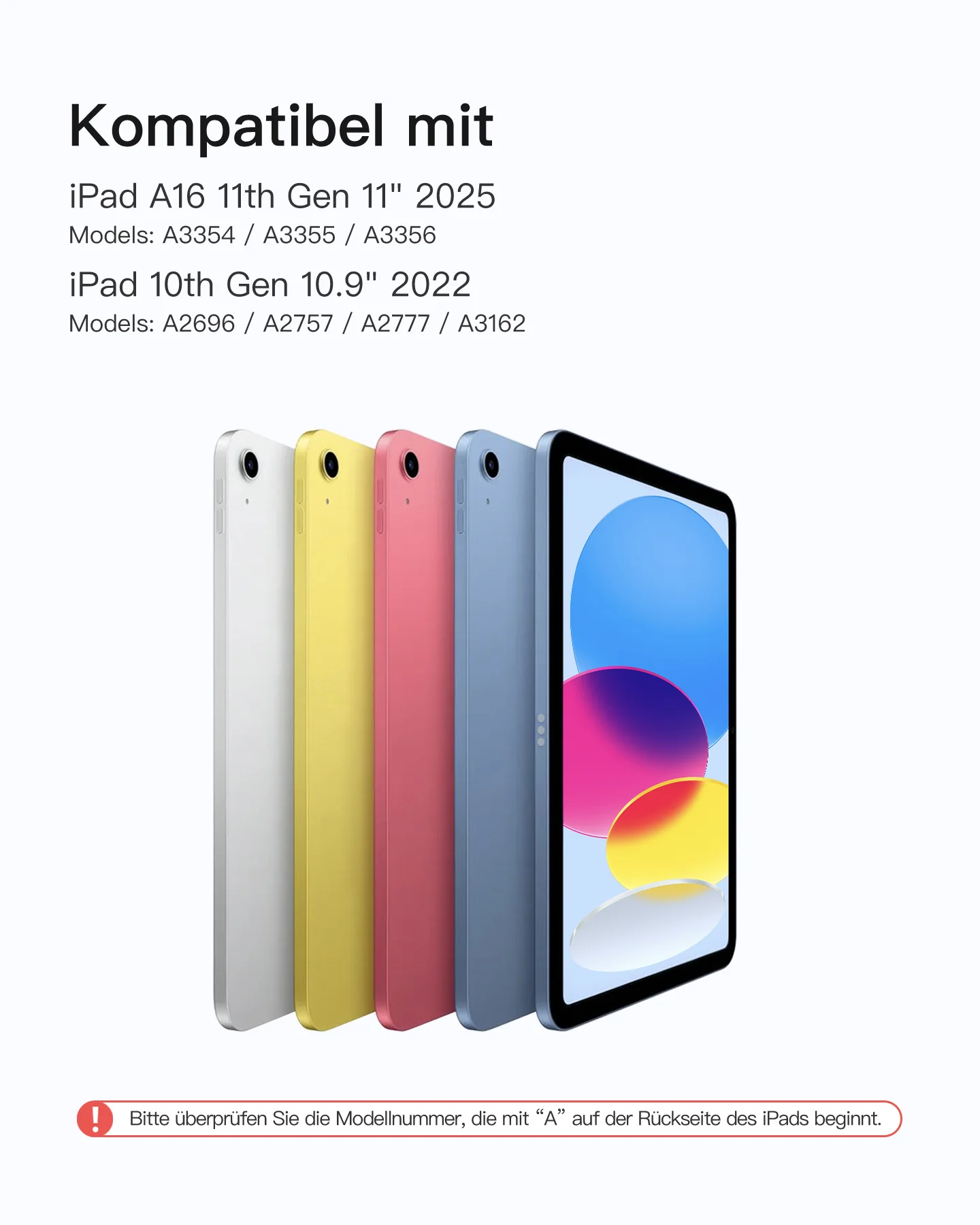 Abnehmbar Hülle mit Tastatur für iPad 11" A16 2025, iPad 10.9" 2022,mit Stifthalter, QWERTZ, AceTouch Pro, KB403-10 | Red Dot Design Award 2026 - Image 26