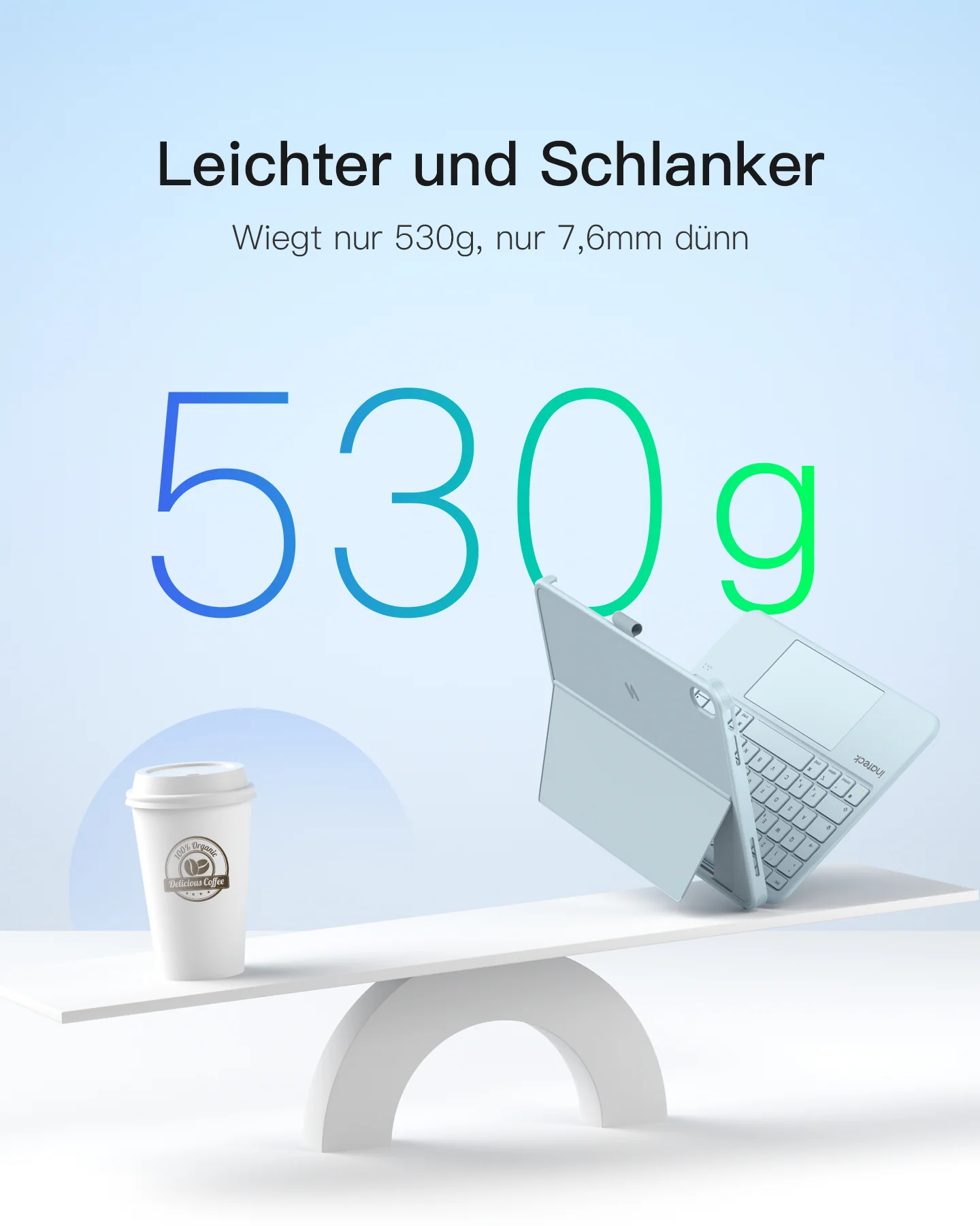 Abnehmbar Hülle mit Tastatur für iPad 11" A16 2025, iPad 10.9" 2022,mit Stifthalter, QWERTZ, AceTouch Pro, KB403-10 | Red Dot Design Award 2026 - Image 30