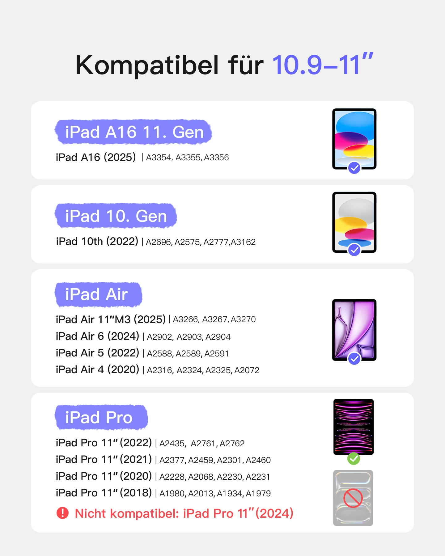 Abnehmbar Tastatur für iPad 11" A16 (2025), iPad Air 11" M4/M3/M2 (2026/2025/2024), iPad Air 10.9" 5/4, iPad Pro 11" 4/3/2/1, KB002 - Image 21