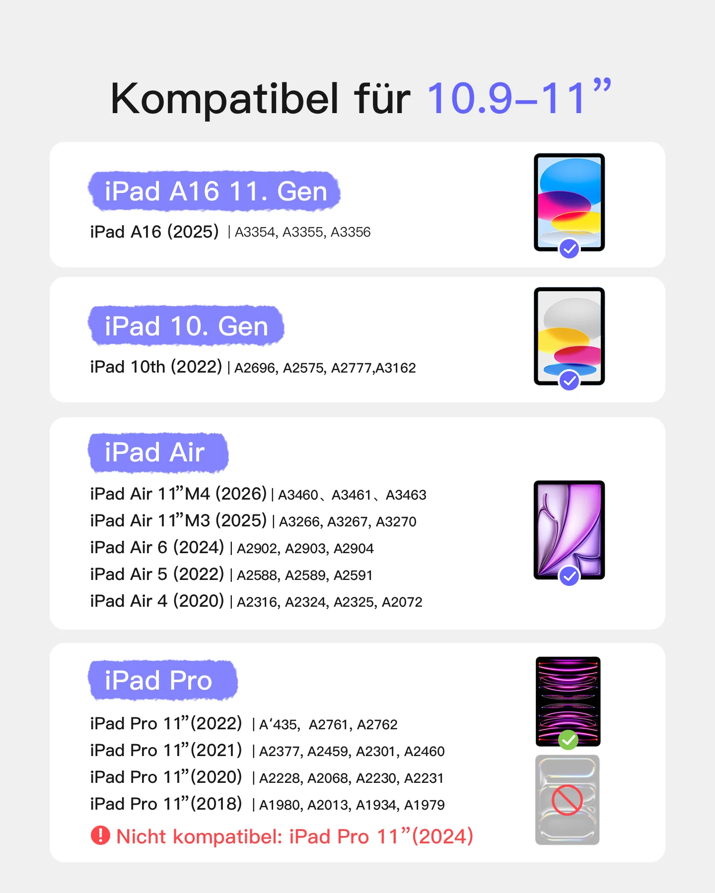 Abnehmbar Tastatur für iPad 11" A16 (2025), iPad Air 11" M4/M3/M2 (2026/2025/2024), iPad Air 10.9" 5/4, iPad Pro 11" 4/3/2/1, KB002 - Image 28