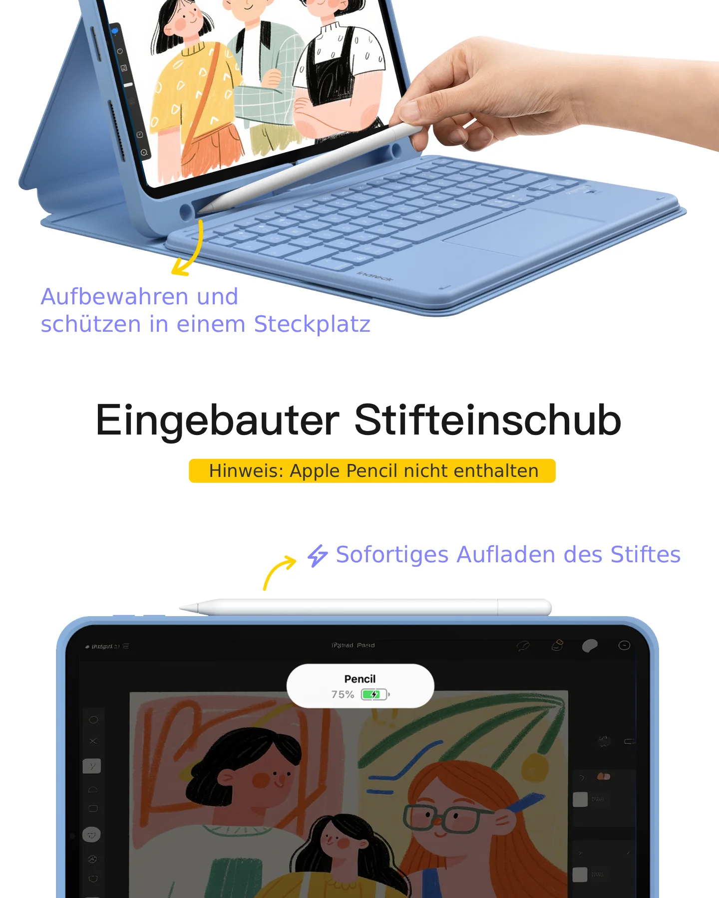 Abnehmbar Tastatur für iPad 11" A16 (2025), iPad Air 11" M4/M3/M2 (2026/2025/2024), iPad Air 10.9" 5/4, iPad Pro 11" 4/3/2/1, KB002 - Image 34