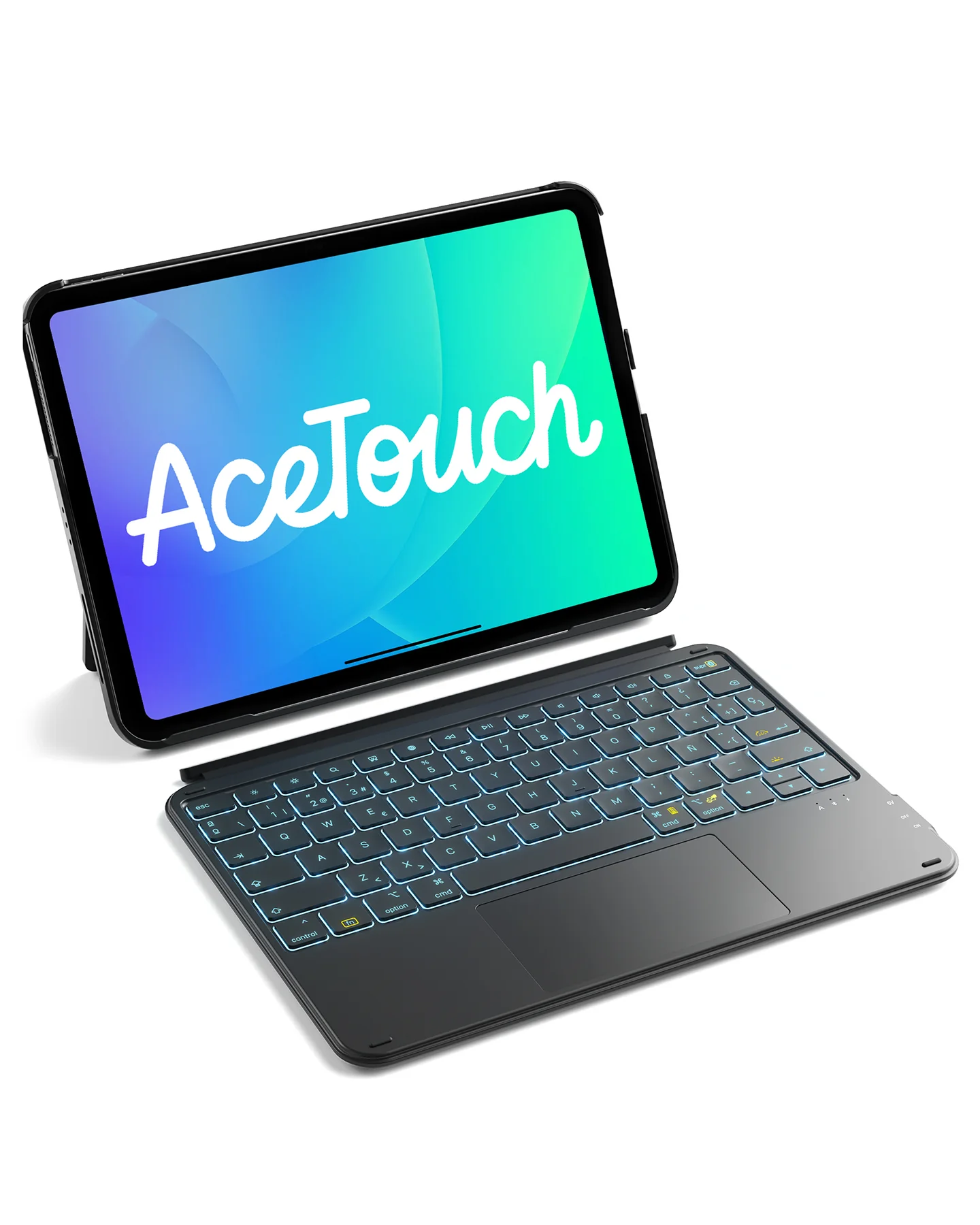 Abnehmbare Tastatur mit RGB-Beleuchtung für iPad 11/10 Gen A16 2025 11", iPad Air 11" (2026/2025), iPad Air 5/4, iPad Pro 11" 4/3/2/1, AceTouch, KB04122-RGB