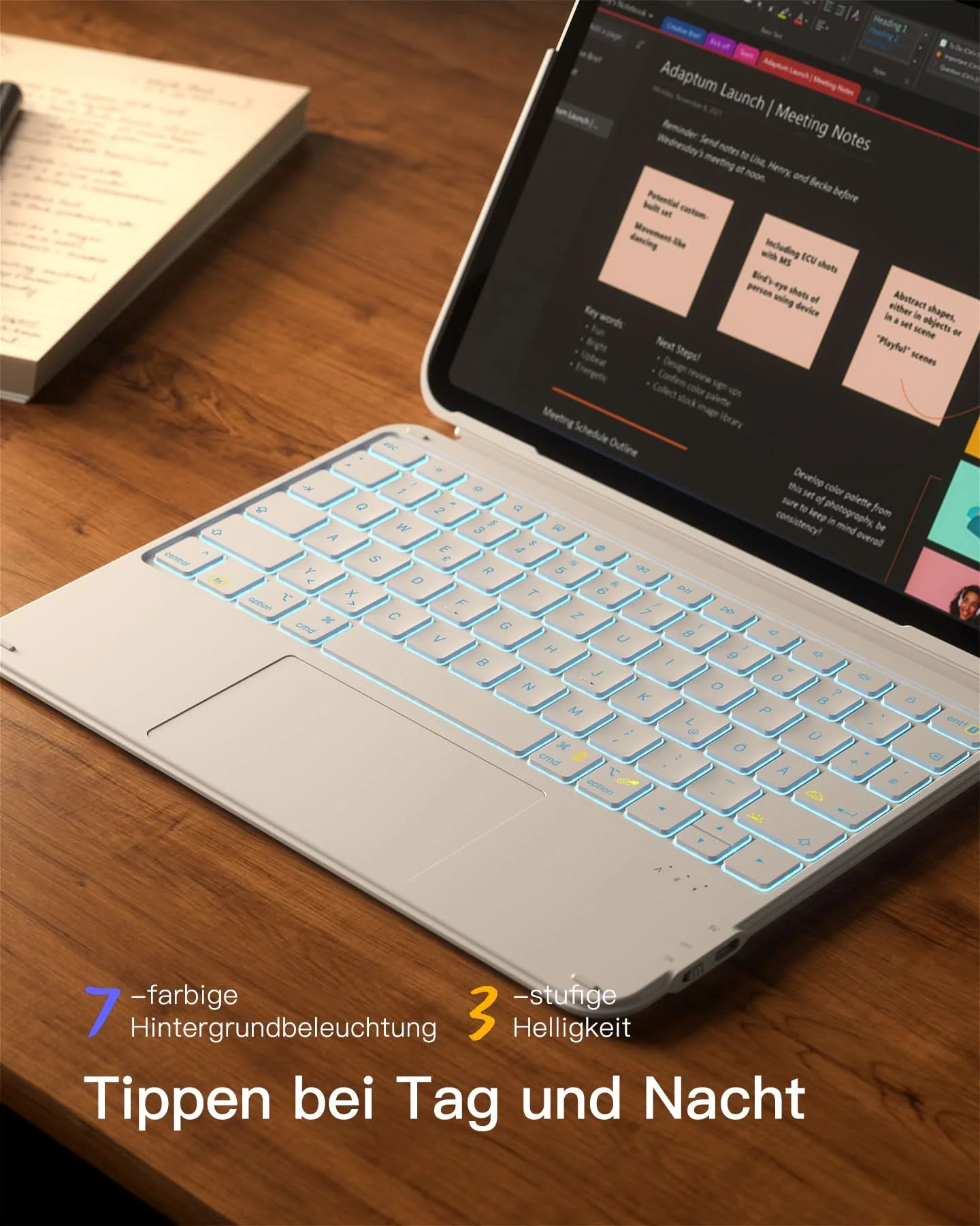 Abnehmbare Tastatur mit RGB-Beleuchtung für iPad 11/10 Gen A16 2025 11", iPad Air 11" (2026/2025), iPad Air 5/4, iPad Pro 11" 4/3/2/1, AceTouch, KB04122-RGB - Image 15