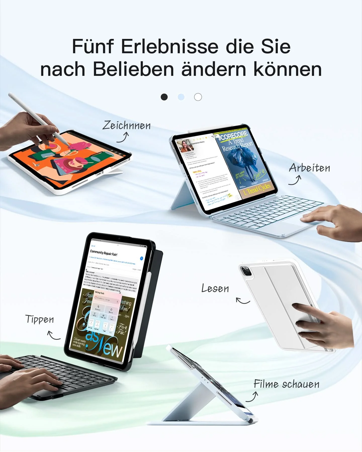 Abnehmbare Tastatur mit RGB-Beleuchtung für iPad 11/10 Gen A16 2025 11", iPad Air 11" (2026/2025), iPad Air 5/4, iPad Pro 11" 4/3/2/1, AceTouch, KB04122-RGB - Image 18