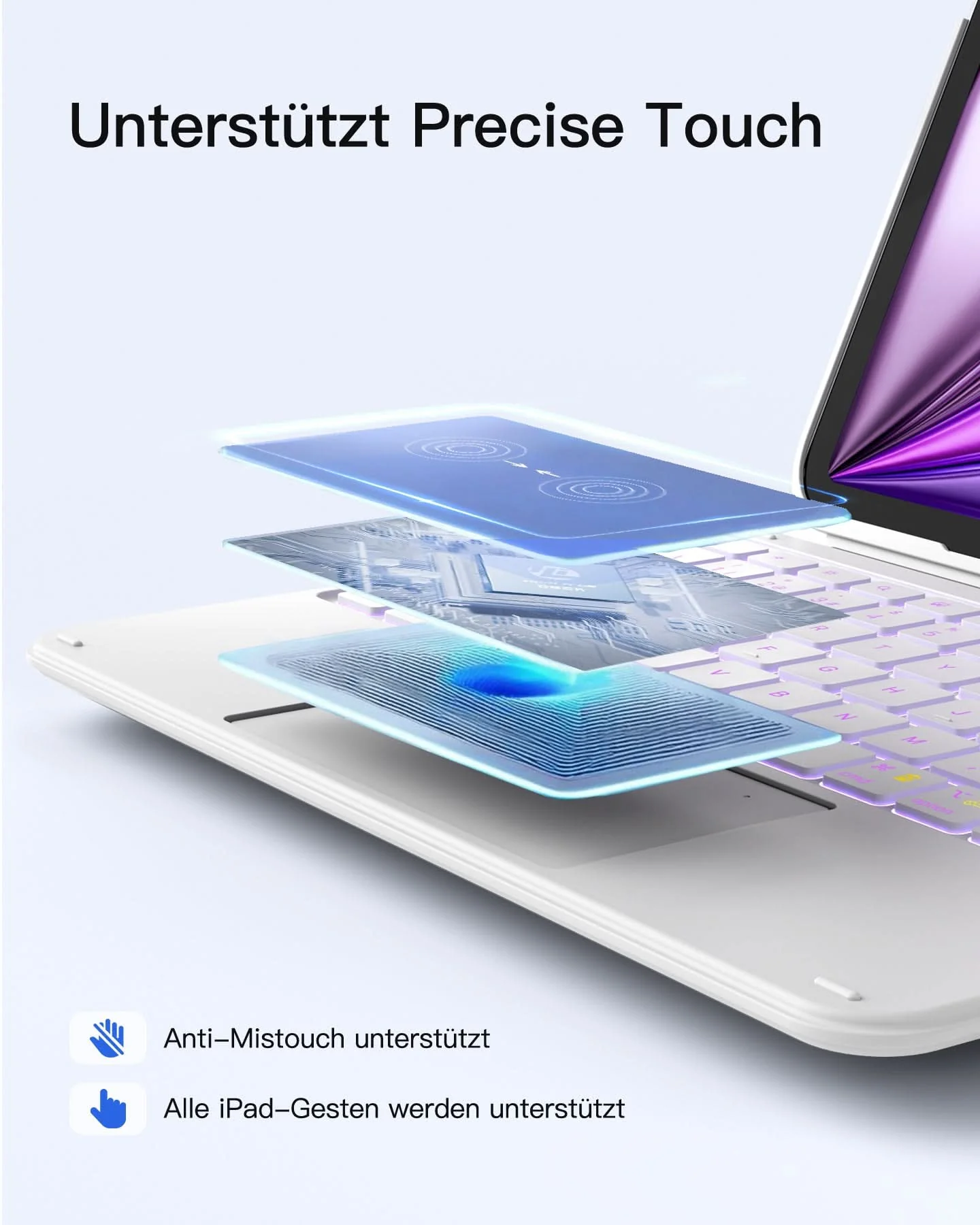 Abnehmbare Tastatur mit RGB-Beleuchtung für iPad 11/10 Gen A16 2025 11", iPad Air 11" (2026/2025), iPad Air 5/4, iPad Pro 11" 4/3/2/1, AceTouch, KB04122-RGB - Image 21