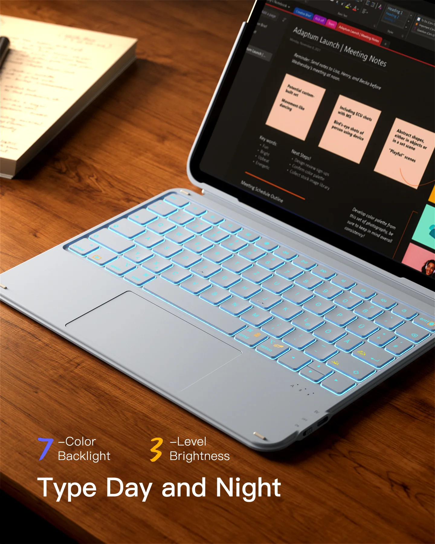 Abnehmbare Tastatur mit RGB-Beleuchtung für iPad 11/10 Gen A16 2025 11", iPad Air 11" (2026/2025), iPad Air 5/4, iPad Pro 11" 4/3/2/1, AceTouch, KB04122-RGB - Image 26