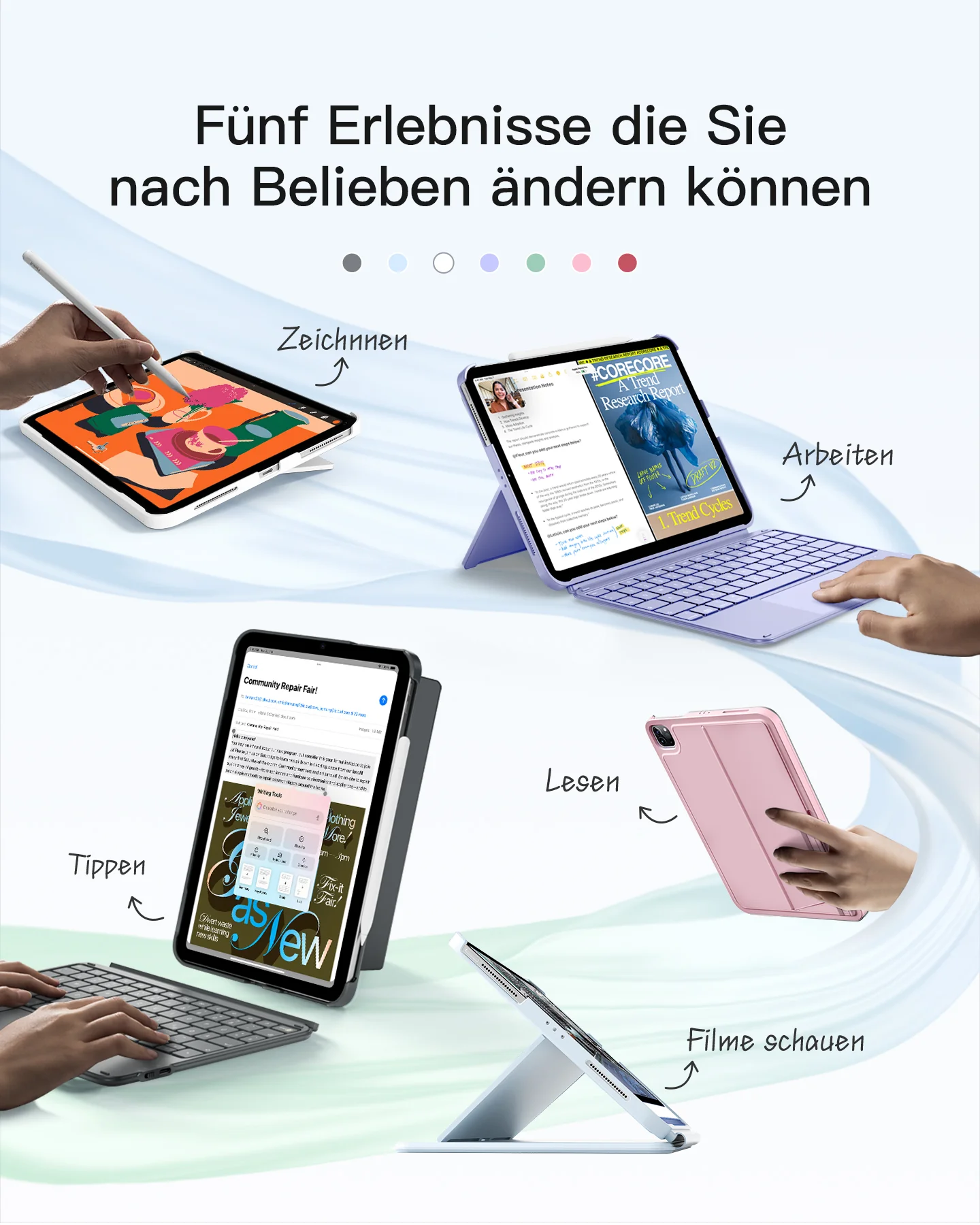 Abnehmbare Tastatur mit RGB-Beleuchtung für iPad 11/10 Gen A16 2025 11", iPad Air 11" (2026/2025), iPad Air 5/4, iPad Pro 11" 4/3/2/1, AceTouch, KB04122-RGB - Image 33