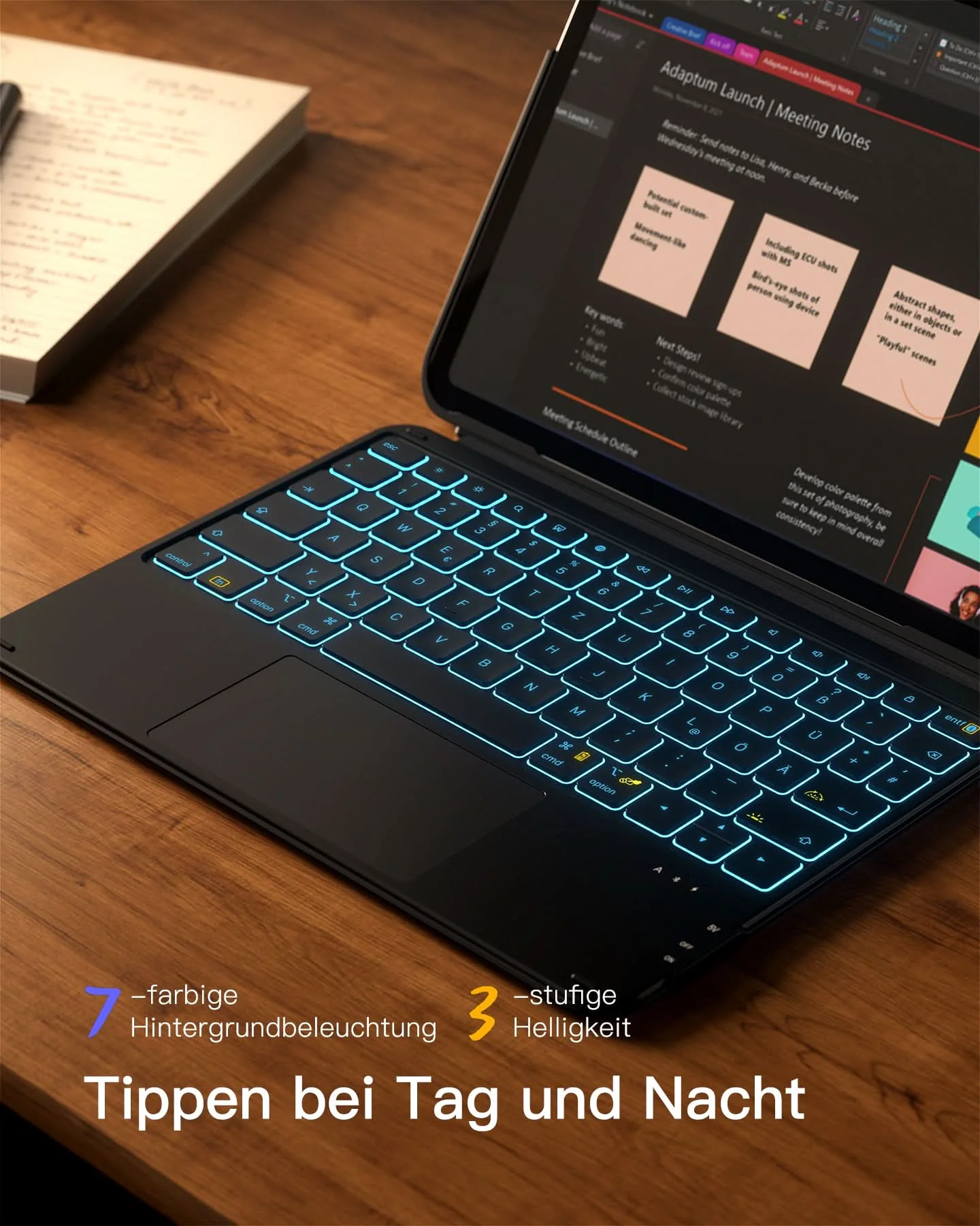 Abnehmbare Tastatur mit RGB-Beleuchtung für iPad 11/10 Gen A16 2025 11", iPad Air 11" (2026/2025), iPad Air 5/4, iPad Pro 11" 4/3/2/1, AceTouch, KB04122-RGB - Image 4