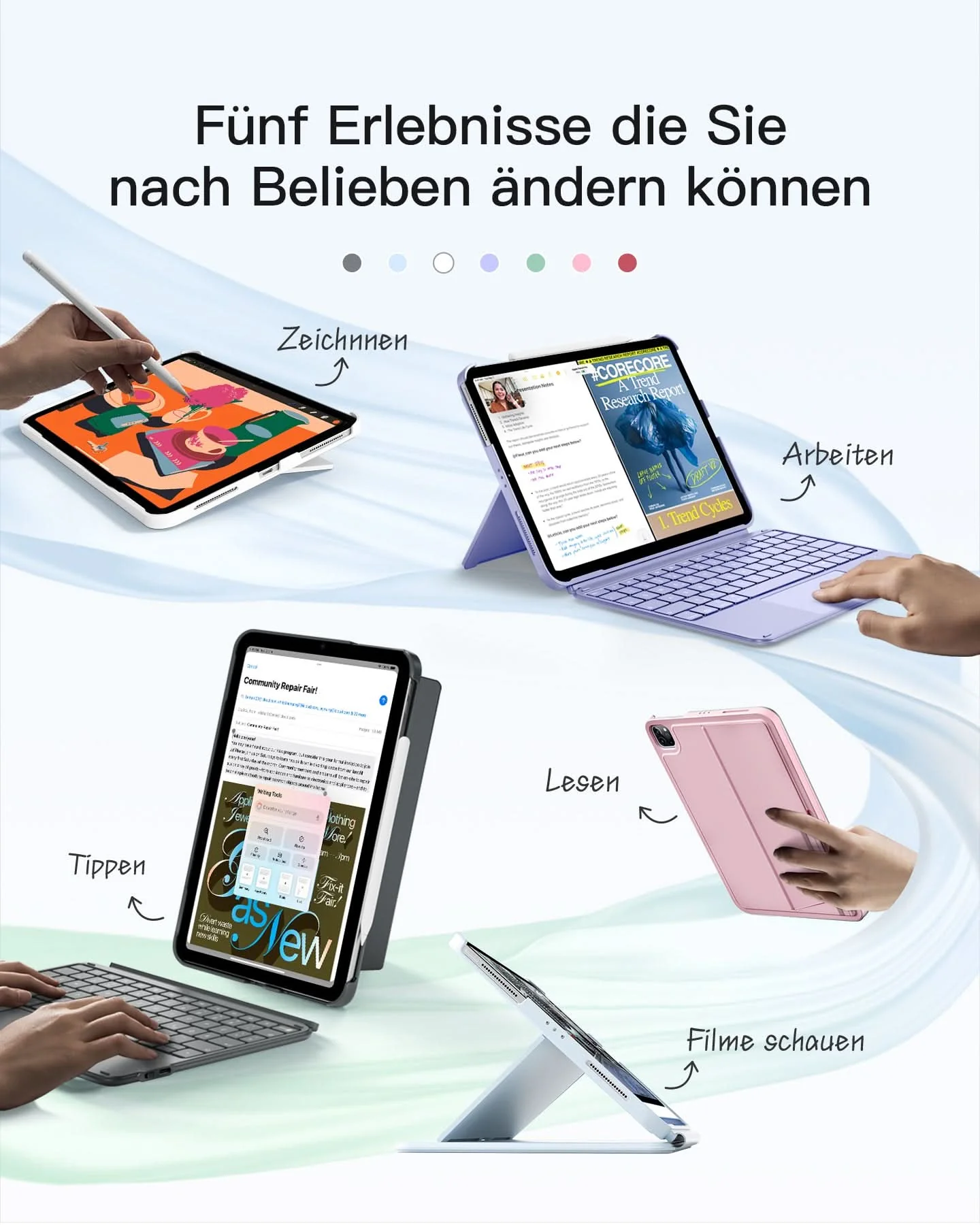 Abnehmbare Tastatur mit RGB-Beleuchtung für iPad 11/10 Gen A16 2025 11", iPad Air 11" (2026/2025), iPad Air 5/4, iPad Pro 11" 4/3/2/1, AceTouch, KB04122-RGB - Image 6