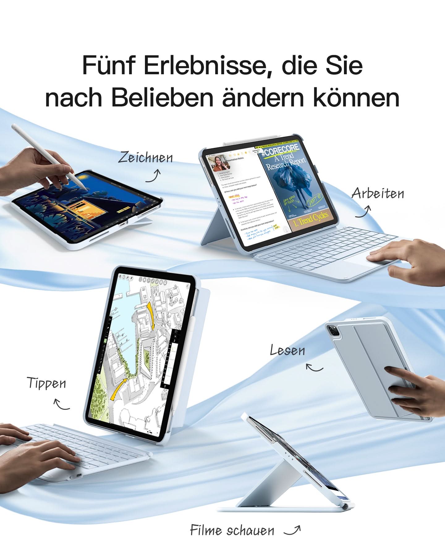 Ultraleicht Tastatur für iPad 11" (A16 2025), iPad 10, iPad Air 11" M4/M3/M2 (2026/2025/2024), iPad Air 5/4, iPad Pro 11" 4/3/2/1, QWERTZ, Acetouch, KB04122 - Image 12