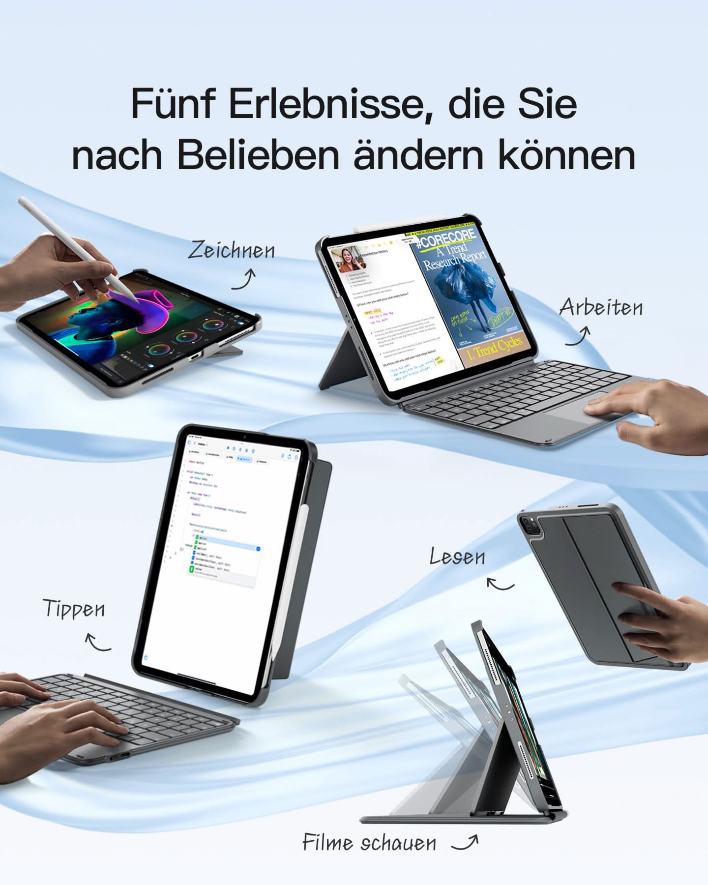 Ultraleicht Tastatur für iPad 11" (A16 2025), iPad 10, iPad Air 11" M4/M3/M2 (2026/2025/2024), iPad Air 5/4, iPad Pro 11" 4/3/2/1, QWERTZ, Acetouch, KB04122 - Image 8