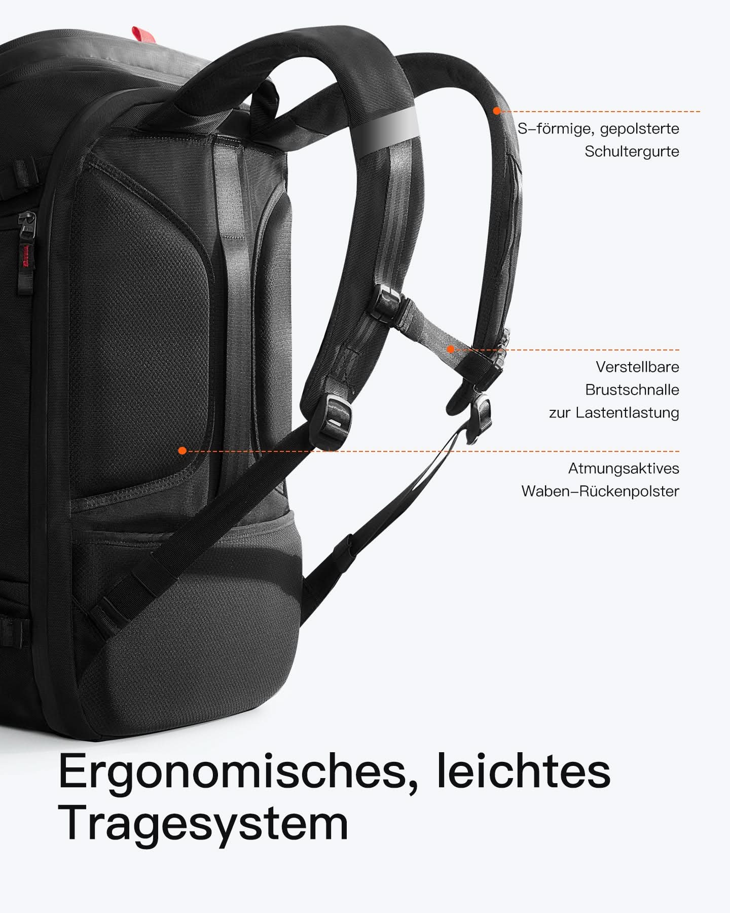 Handgepäck Rucksack 40L, TSA Freundlich Groß Reiserucksack Spritzwassergeschützt Travel Backpack für 17 Zoll Laptop, BPX31 - Image 11