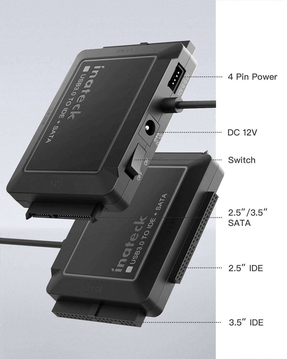 IDE/SATA USB 3.0 Adapter für 2.5/3.5 Zoll HDD/SSD Festplatten, mit 12V/2A Stromversorgung, SA03001 - Image 3