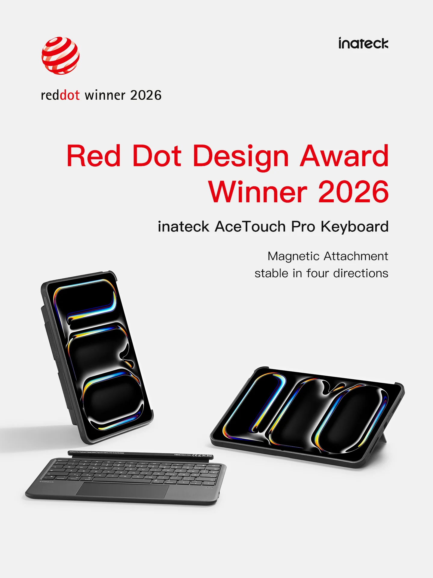Inateck Abnehmbar Hülle mit Tastatur für iPad Air 11 Zoll(2026/2025/2024), iPad Air 5/4,für iPad Pro 11 Zoll, QWERTZ, AceTouch Pro, KB403-11A | Red Dot Design Award 2026 - Image 10