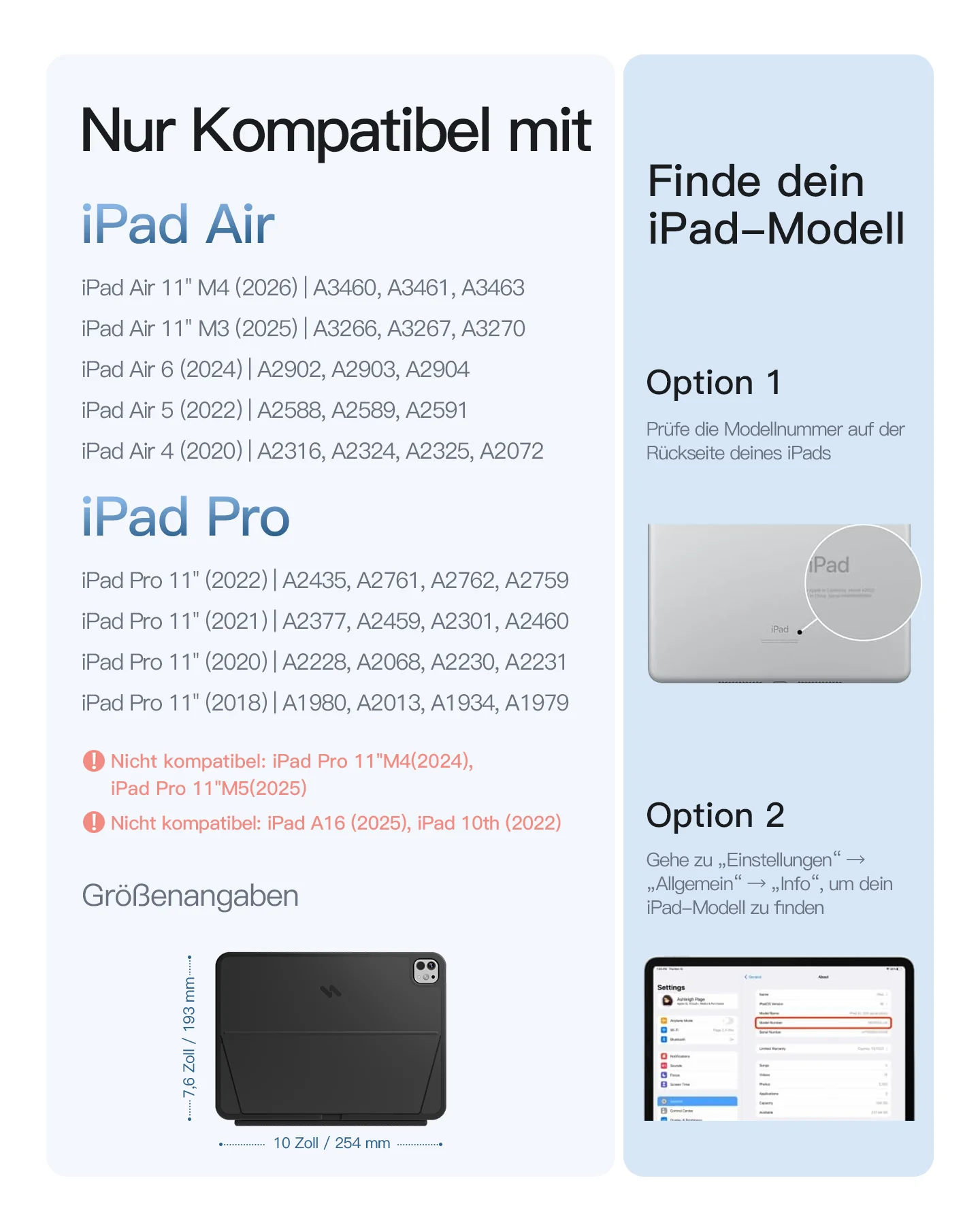Inateck Abnehmbar Hülle mit Tastatur für iPad Air 11 Zoll(2026/2025/2024), iPad Air 5/4,für iPad Pro 11 Zoll, QWERTZ, AceTouch Pro, KB403-11A | Red Dot Design Award 2026 - Image 2