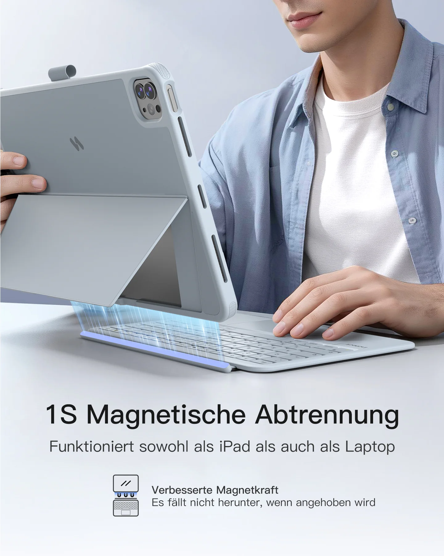 Inateck Abnehmbar Hülle mit Tastatur für iPad Air 11 Zoll(2026/2025/2024), iPad Air 5/4,für iPad Pro 11 Zoll, QWERTZ, AceTouch Pro, KB403-11A | Red Dot Design Award 2026 - Image 21