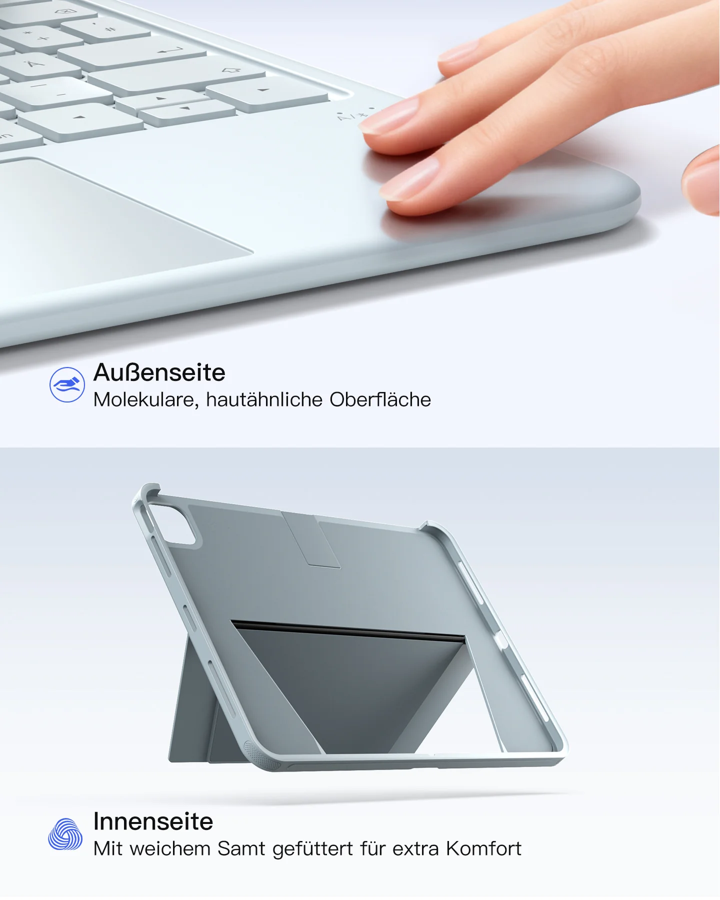 Inateck Abnehmbar Hülle mit Tastatur für iPad Air 11 Zoll(2026/2025/2024), iPad Air 5/4,für iPad Pro 11 Zoll, QWERTZ, AceTouch Pro, KB403-11A | Red Dot Design Award 2026 - Image 26