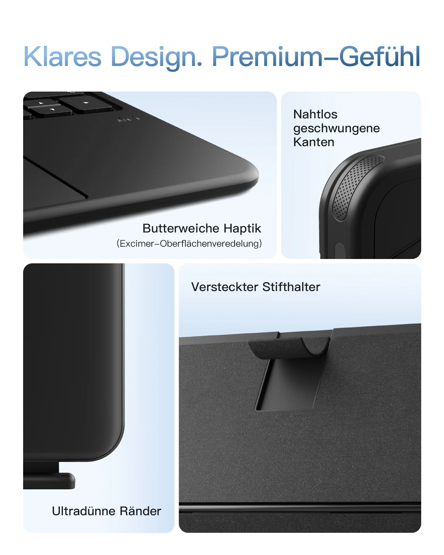 Inateck Abnehmbar Hülle mit Tastatur für iPad Air 11 Zoll(2026/2025/2024), iPad Air 5/4,für iPad Pro 11 Zoll, QWERTZ, AceTouch Pro, KB403-11A | Red Dot Design Award 2026 - Image 9