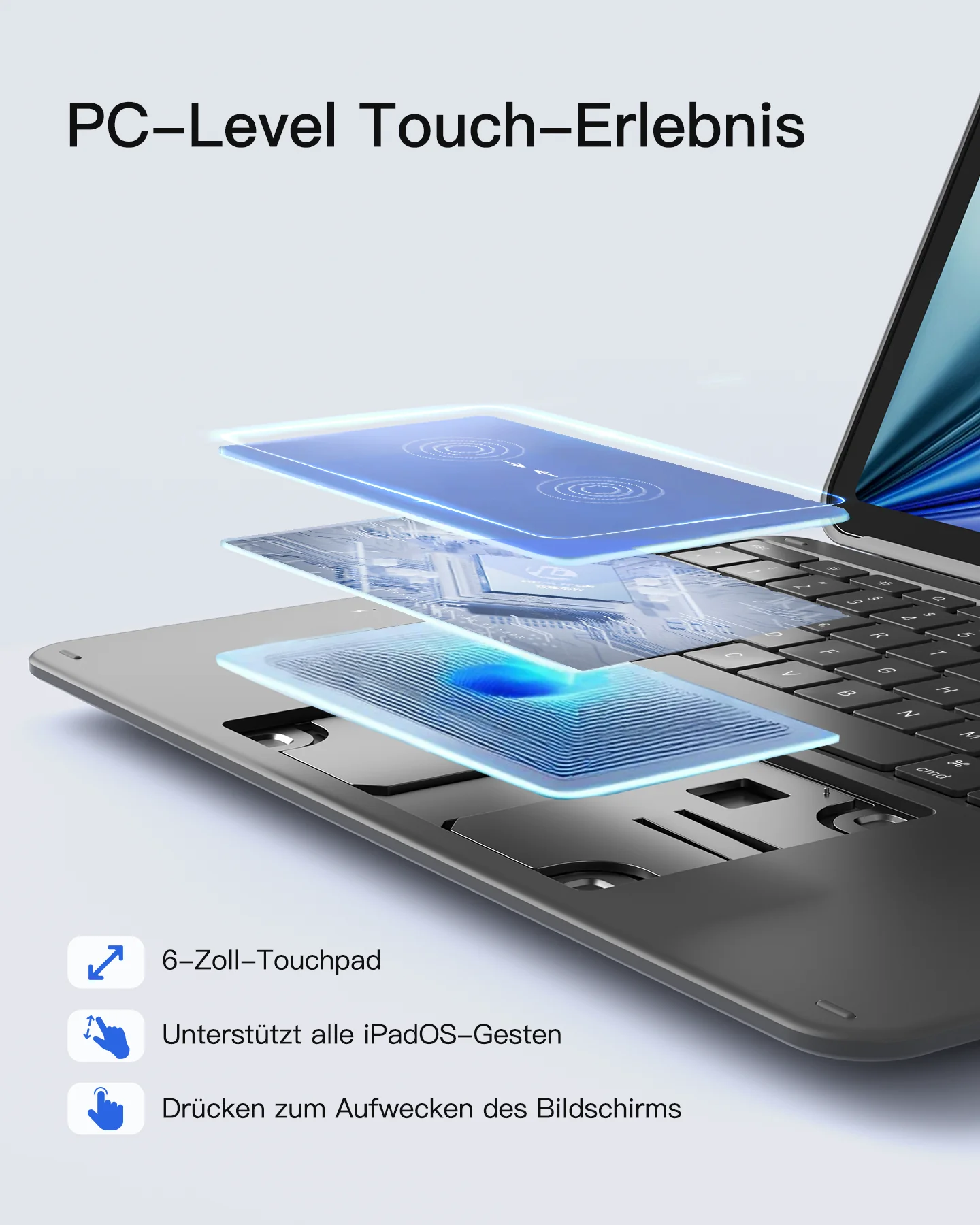 Inateck Abnehmbar Tastatur Hülle Kompatibel mit iPad Pro 13" (2025/2024) M5/M4, QWERTZ, AceTouch, KB04122-13P - Image 6
