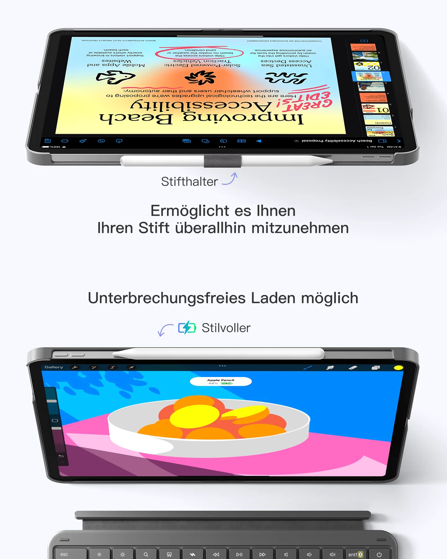 Inateck Abnehmbar Tastatur Hülle Kompatibel mit iPad Pro 13" (2025/2024) M5/M4, QWERTZ, AceTouch, KB04122-13P - Image 9