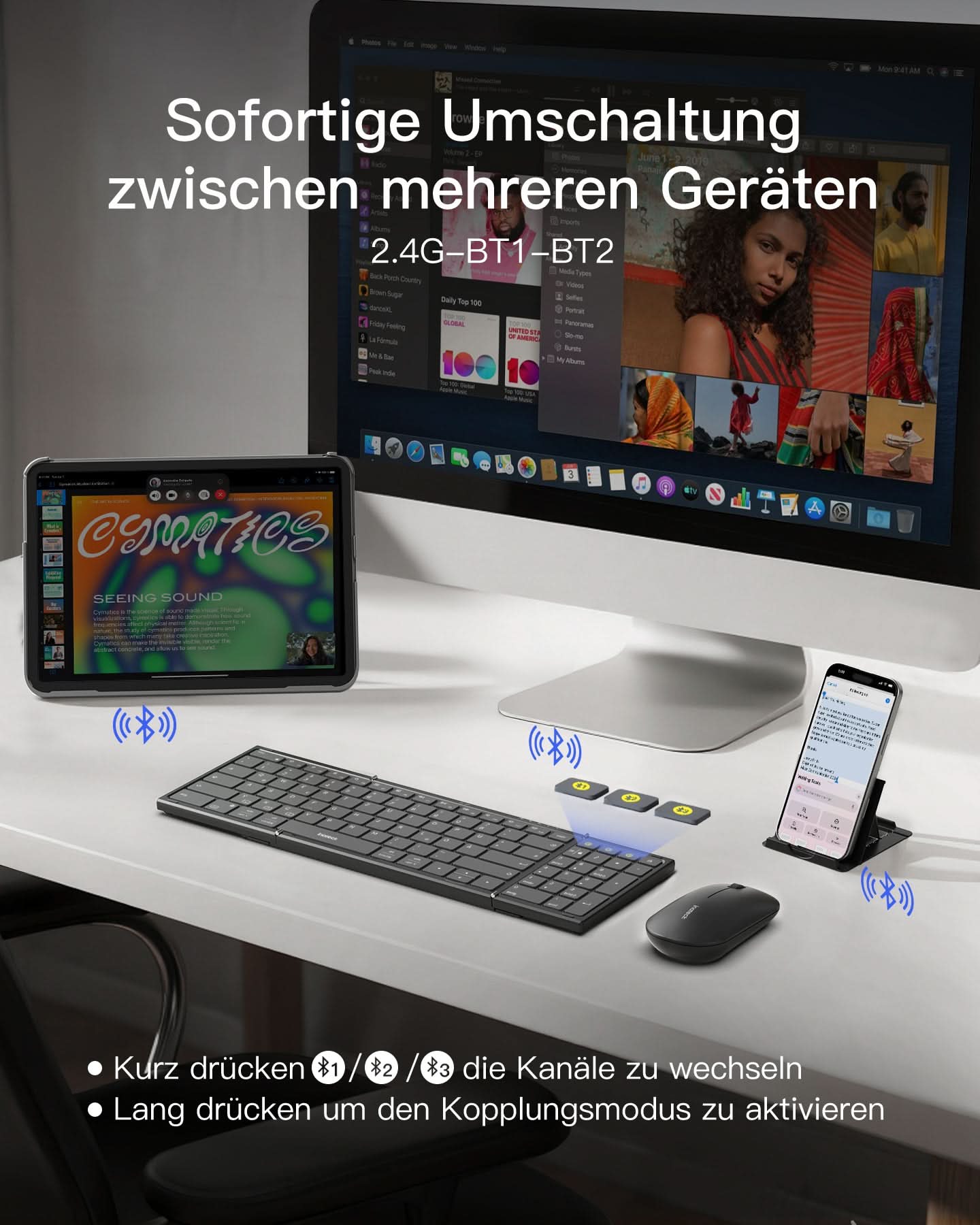 Inateck Faltbare Tastatur Maus Set Kabellos,für iPad iPhone Mac Android Windows,N0158 - Image 7