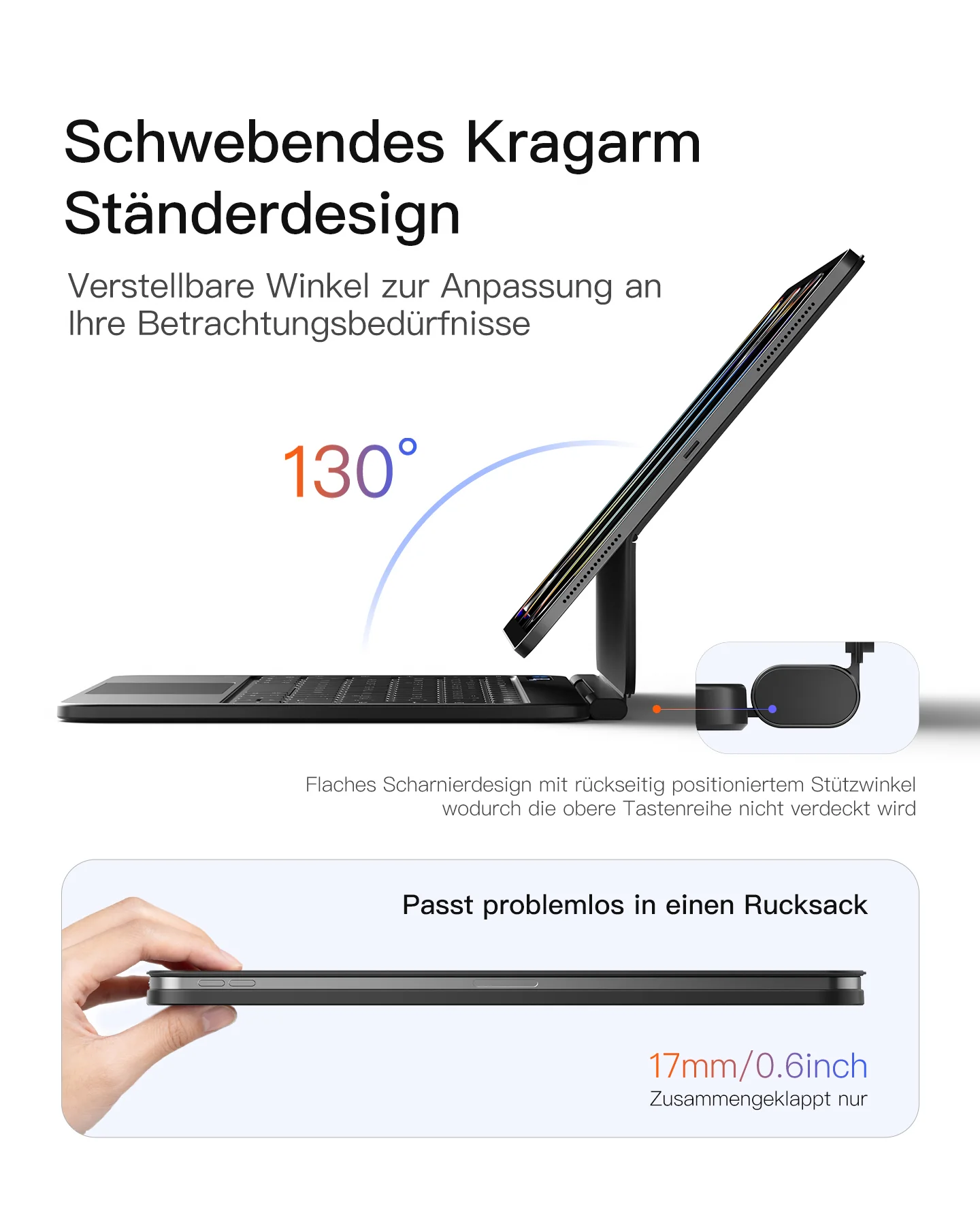 Inateck NeoMagic Magnetische Tastatur Hülle für iPad Air 11 Zoll(2025/2024), Magic Keyboard für iPad Pro 11", KB903-11A - Image 4