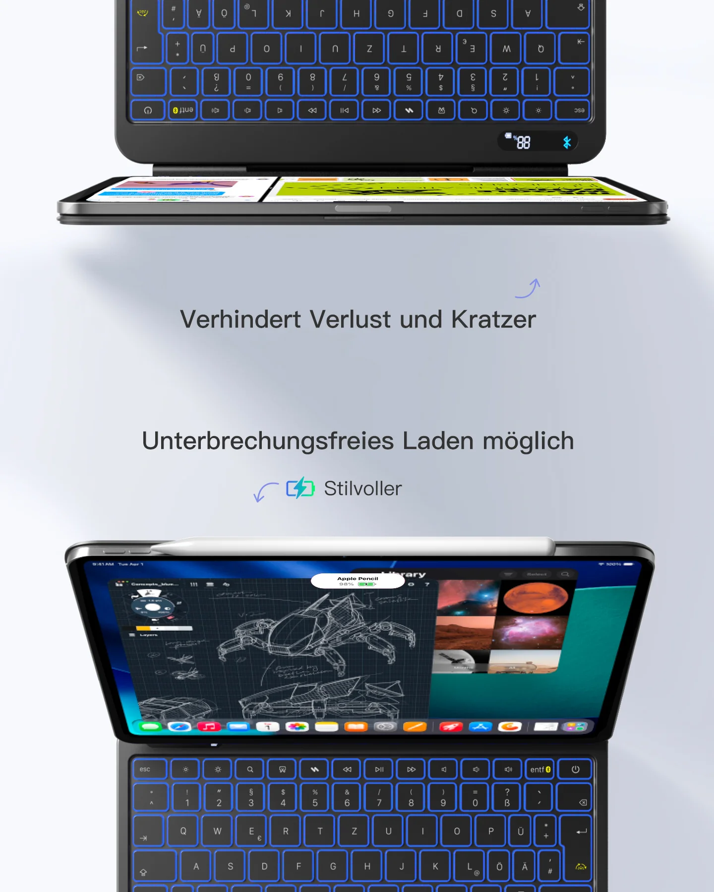 Inateck NeoMagic Magnetische Tastatur Hülle für iPad Air 11 Zoll(2025/2024), Magic Keyboard für iPad Pro 11", KB903-11A - Image 8