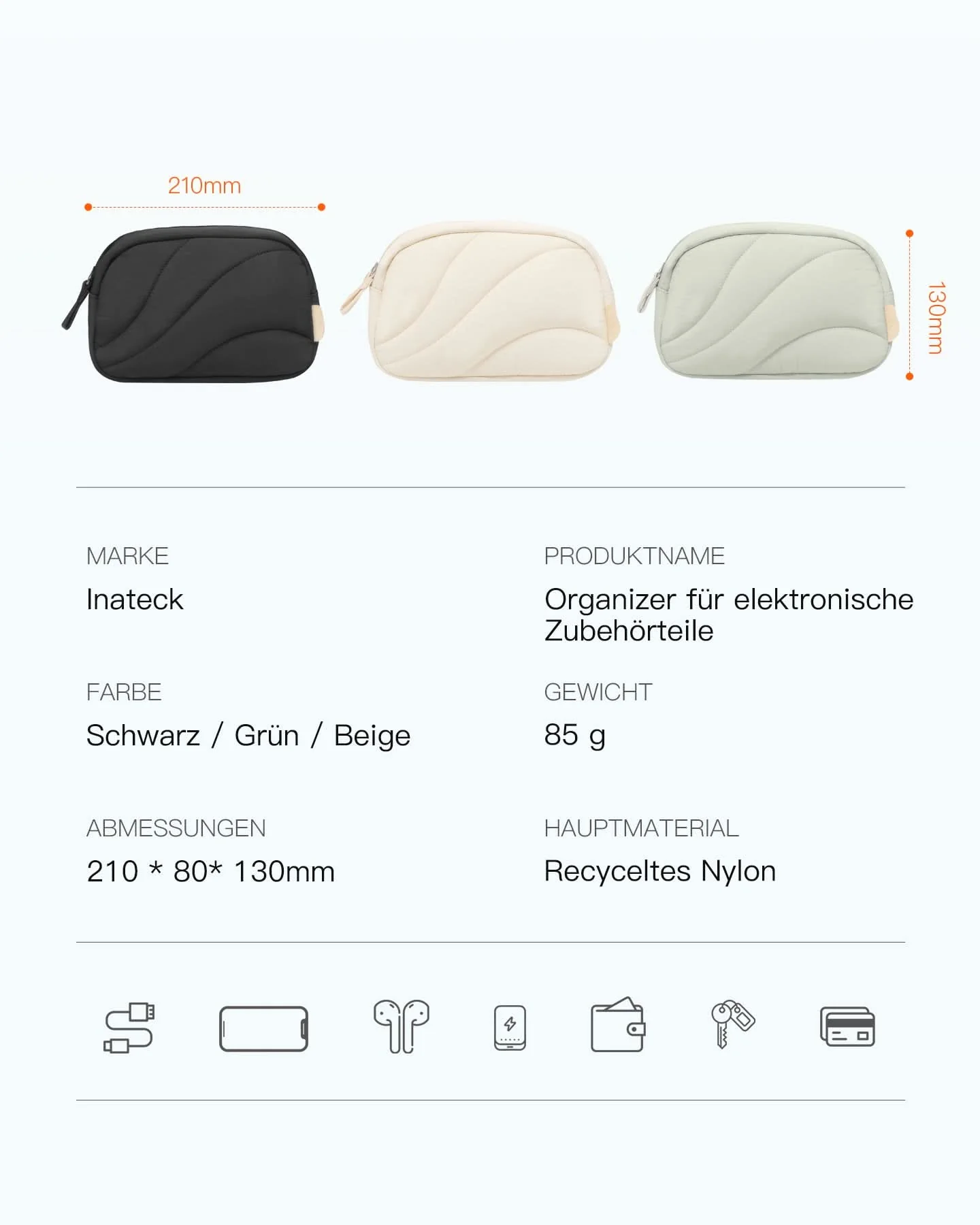 Leicht Kabeltasche Elektronik Organizer, Spritzwassergeschützte Zubehör Reisezubehörtascheb, ABW31 - Image 4