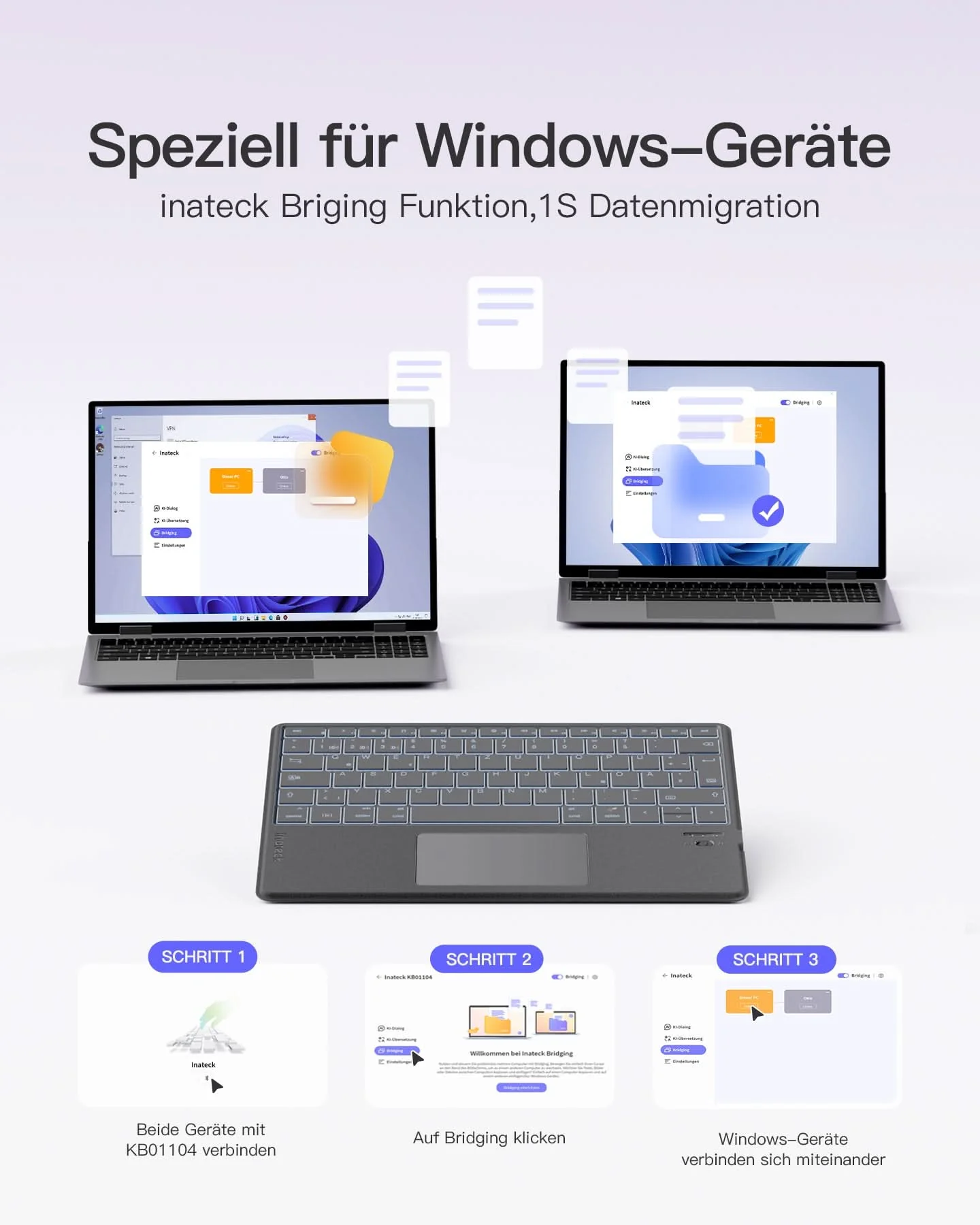 Surface Pro AI Tastatur für Surface Pro 7/7+/6/5/4, 7 Farben Hintergrundbeleuchtung, QWERTZ, KB02027 - Image 11