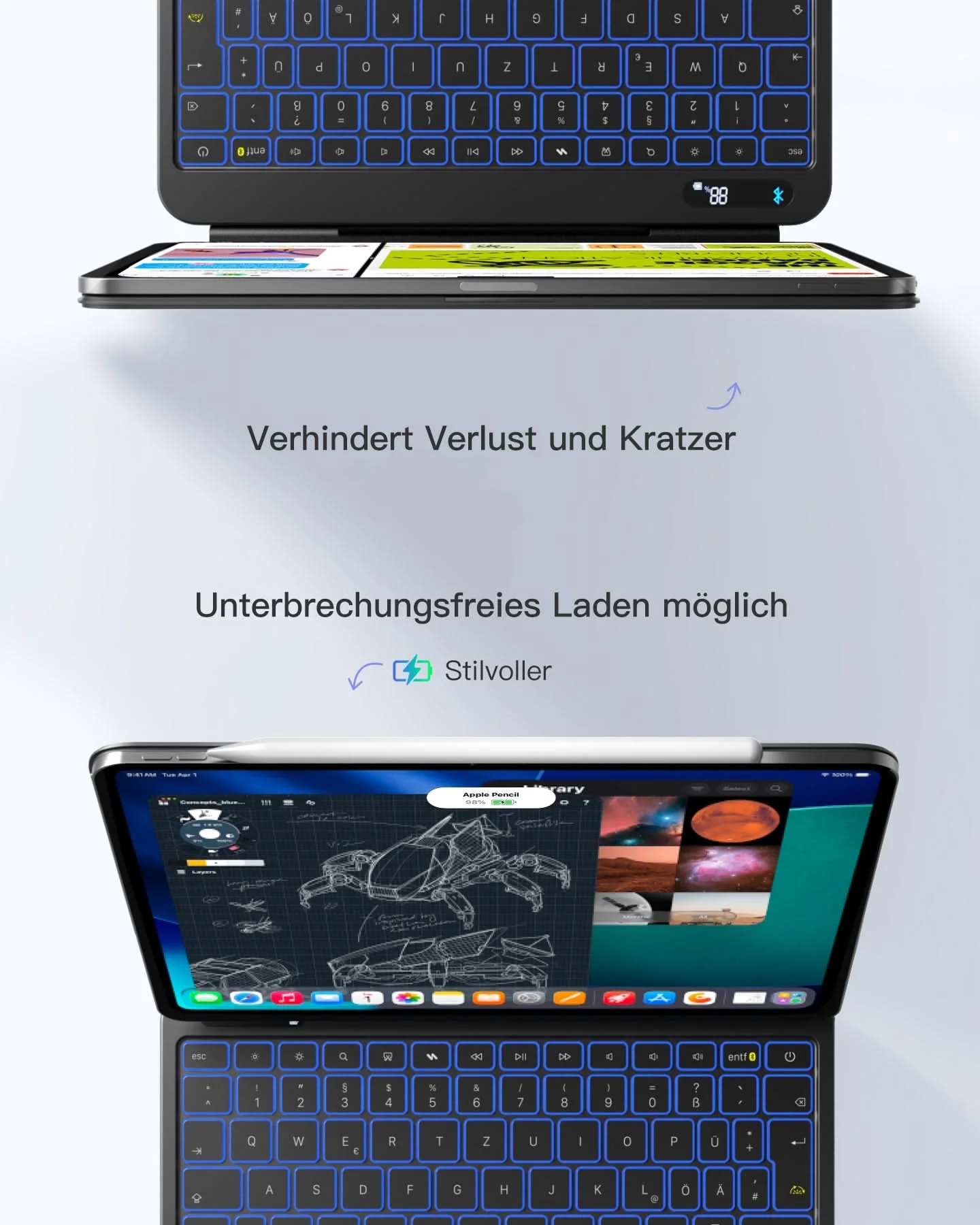 NeoMagic Magnetische Tastatur Hülle für iPad 11/10 Gen 2025 A16 11", QWERTZ, KB903-10 - Image 8