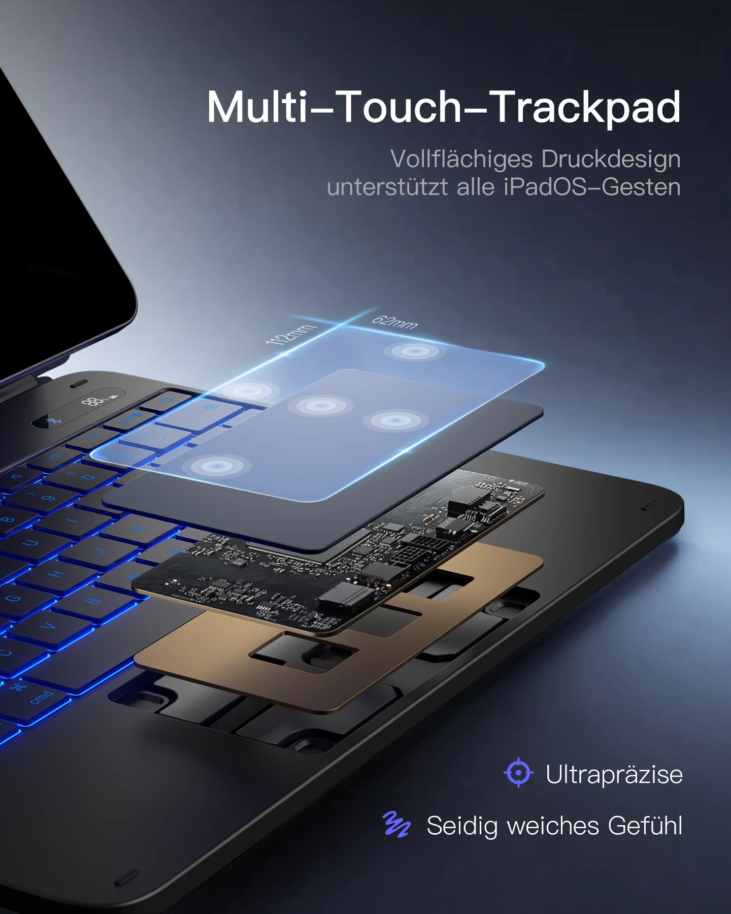 NeoMagic Magnetische Tastatur Hülle für iPad Pro 13 2025/2024(M5/M4),LED Smart Power-Anzeige, QWERTZ, mit Stifthalter, KB903-13P - Image 7