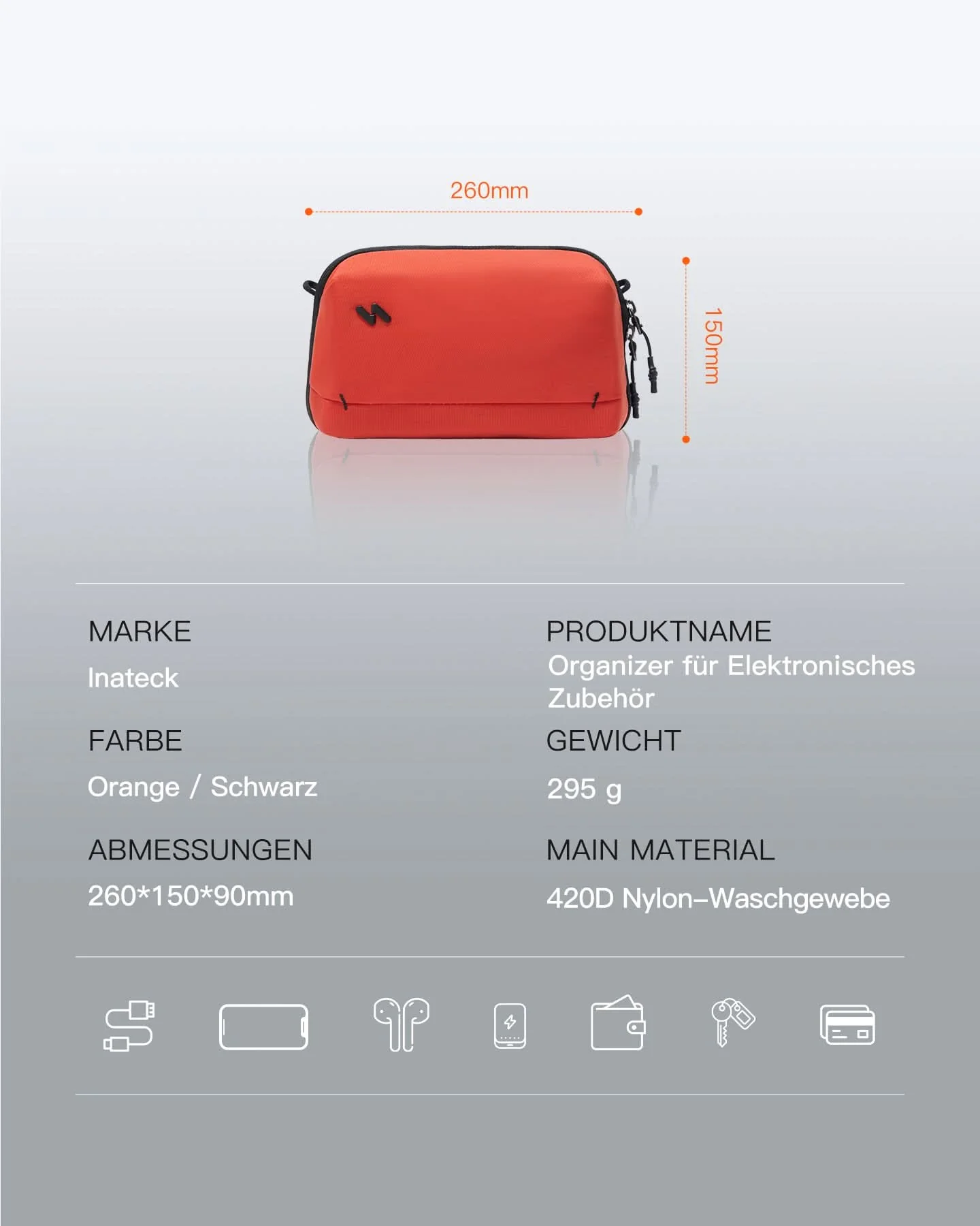 Praktischer Organizer für Elektronisches Zubehör, Spritz Wasserresistente Reisetasche, ABM35S - Image 15