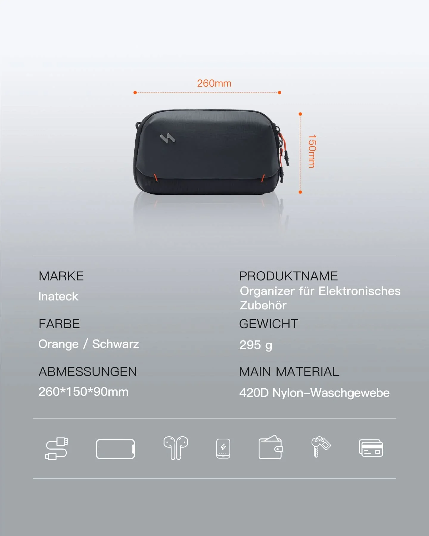 Praktischer Organizer für Elektronisches Zubehör, Spritz Wasserresistente Reisetasche, ABM35S - Image 5
