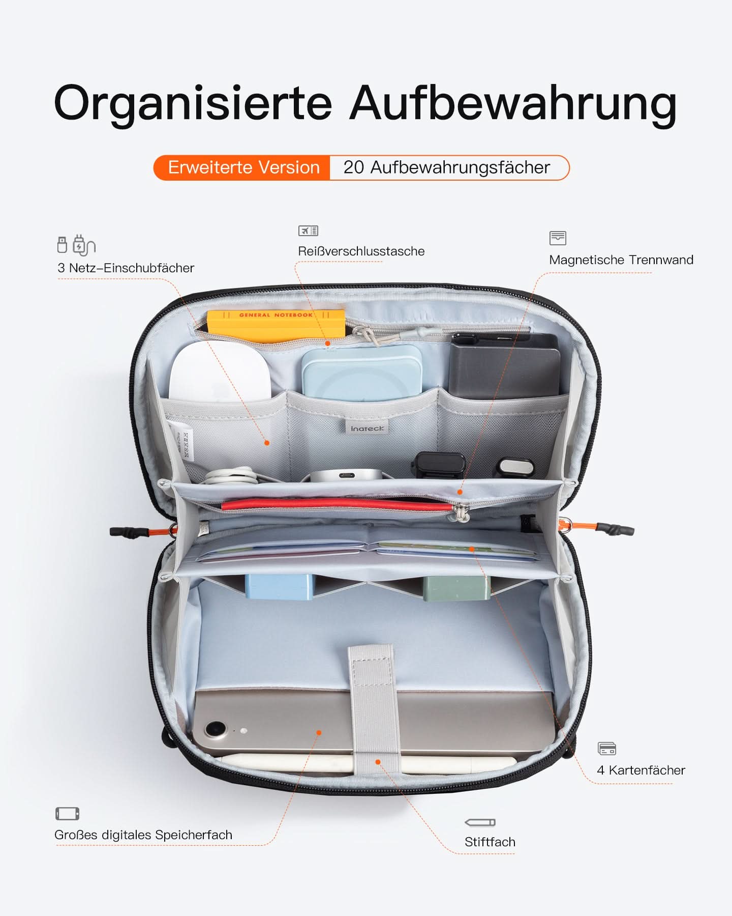 Praktischer Organizer für Elektronisches Zubehör, Spritz Wasserresistente Reisetasche, ABM35S - Image 6