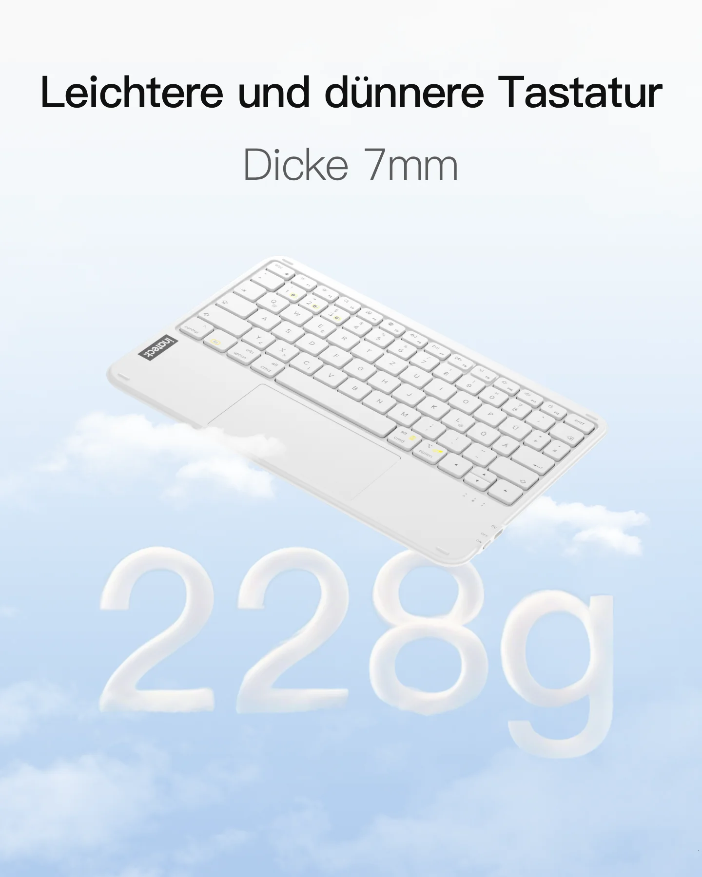Ultraleichte Tablet Tastatur Kabellose QWERTZ Deutsch mit Trackpad, kompatibel mit iPad/Tablet/Windows/Laptop/PC, KB01105 - Image 13