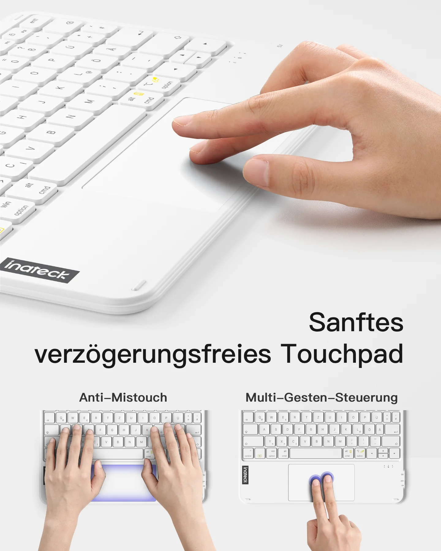 Ultraleichte Tablet Tastatur Kabellose QWERTZ Deutsch mit Trackpad, kompatibel mit iPad/Tablet/Windows/Laptop/PC, KB01105 - Image 14
