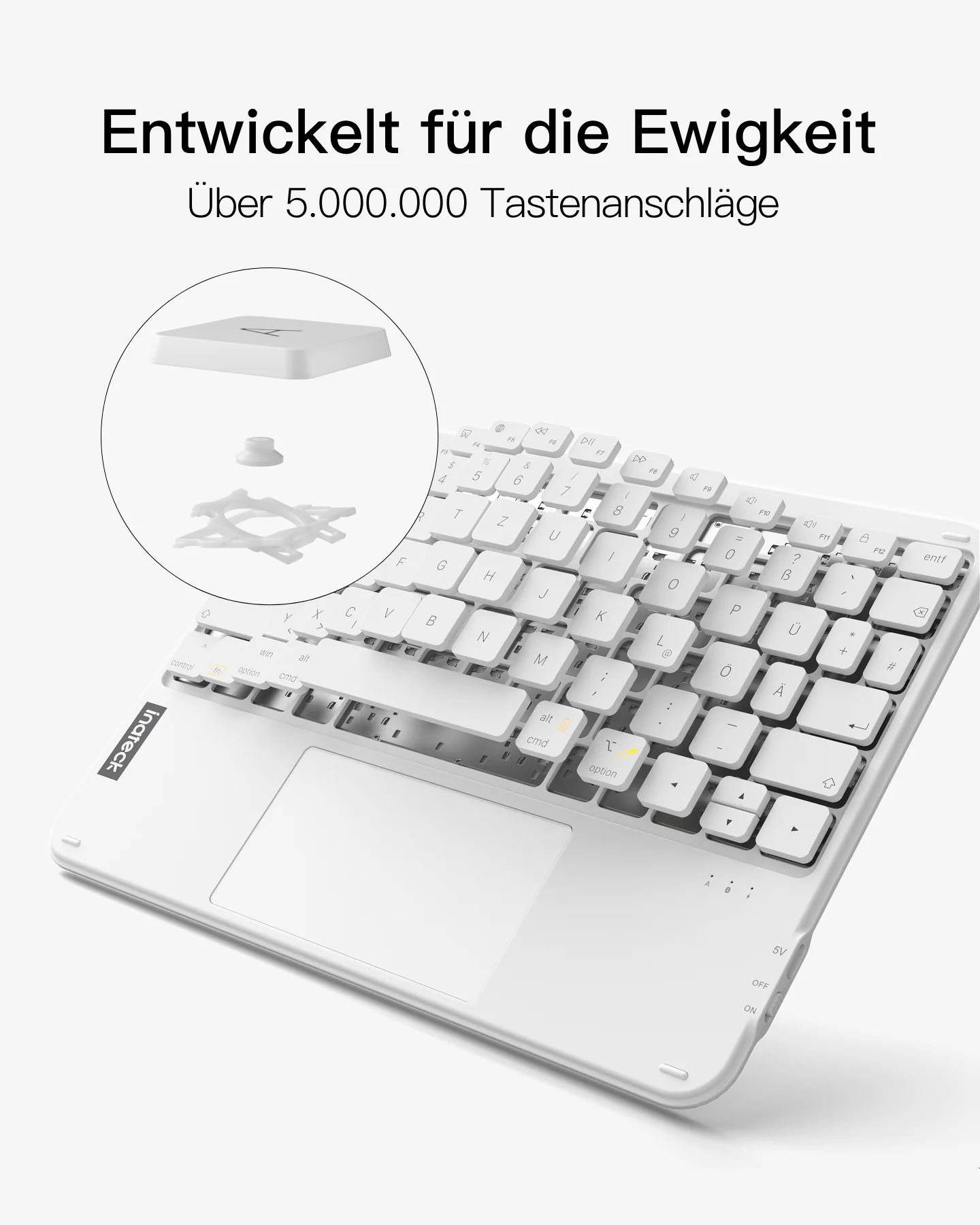 Ultraleichte Tablet Tastatur Kabellose QWERTZ Deutsch mit Trackpad, kompatibel mit iPad/Tablet/Windows/Laptop/PC, KB01105 - Image 15