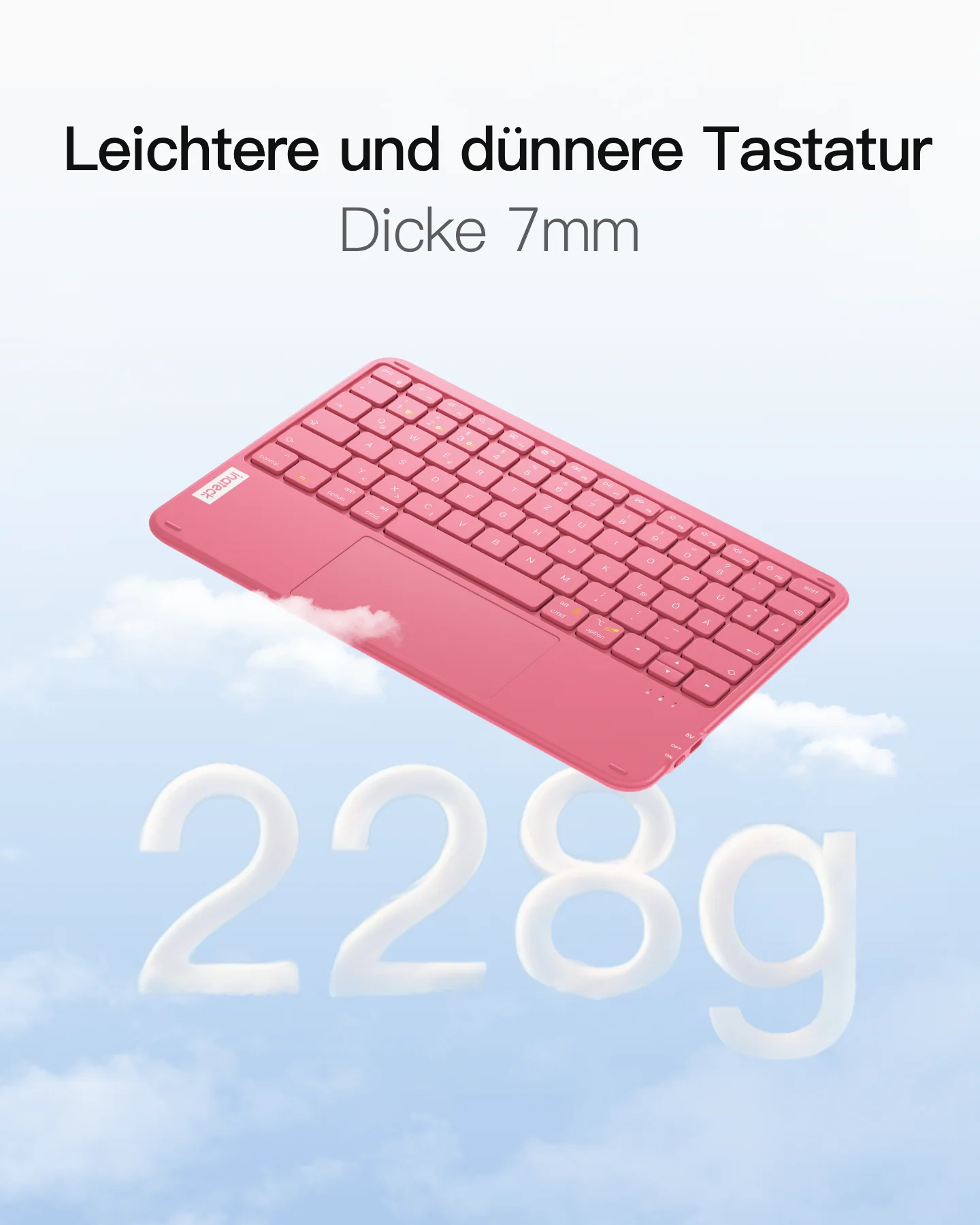 Ultraleichte Tablet Tastatur Kabellose QWERTZ Deutsch mit Trackpad, kompatibel mit iPad/Tablet/Windows/Laptop/PC, KB01105 - Image 19