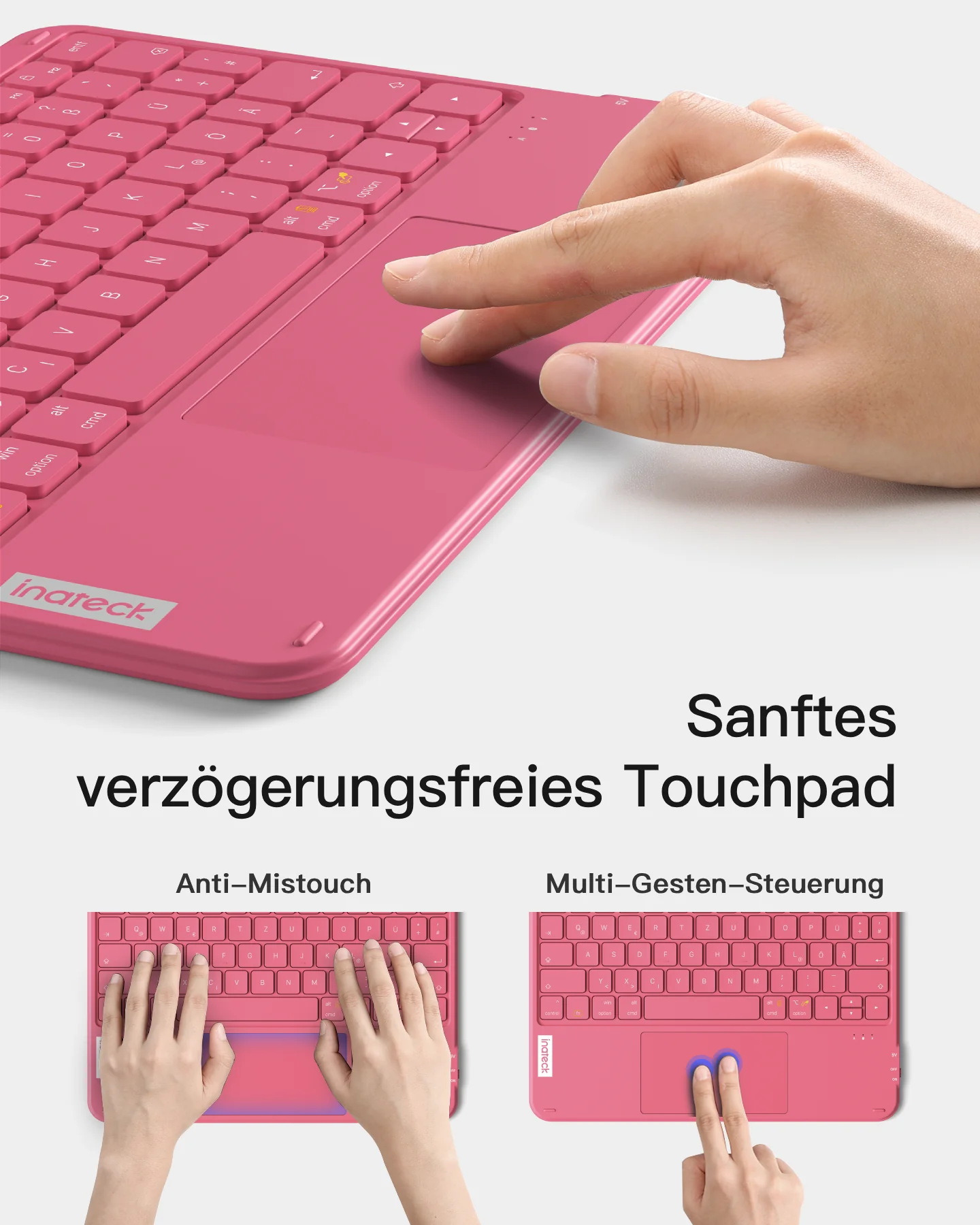 Ultraleichte Tablet Tastatur Kabellose QWERTZ Deutsch mit Trackpad, kompatibel mit iPad/Tablet/Windows/Laptop/PC, KB01105 - Image 22