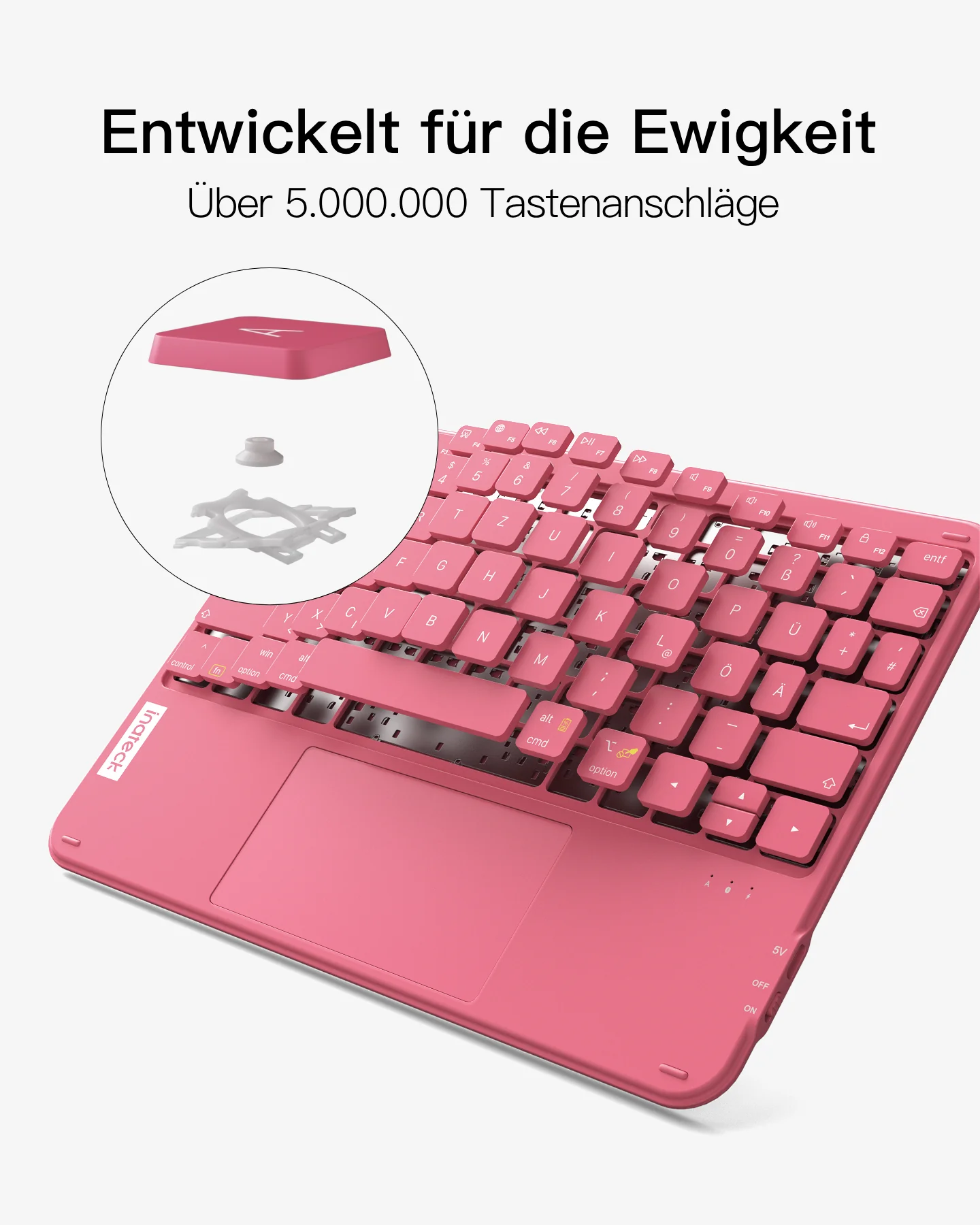 Ultraleichte Tablet Tastatur Kabellose QWERTZ Deutsch mit Trackpad, kompatibel mit iPad/Tablet/Windows/Laptop/PC, KB01105 - Image 23