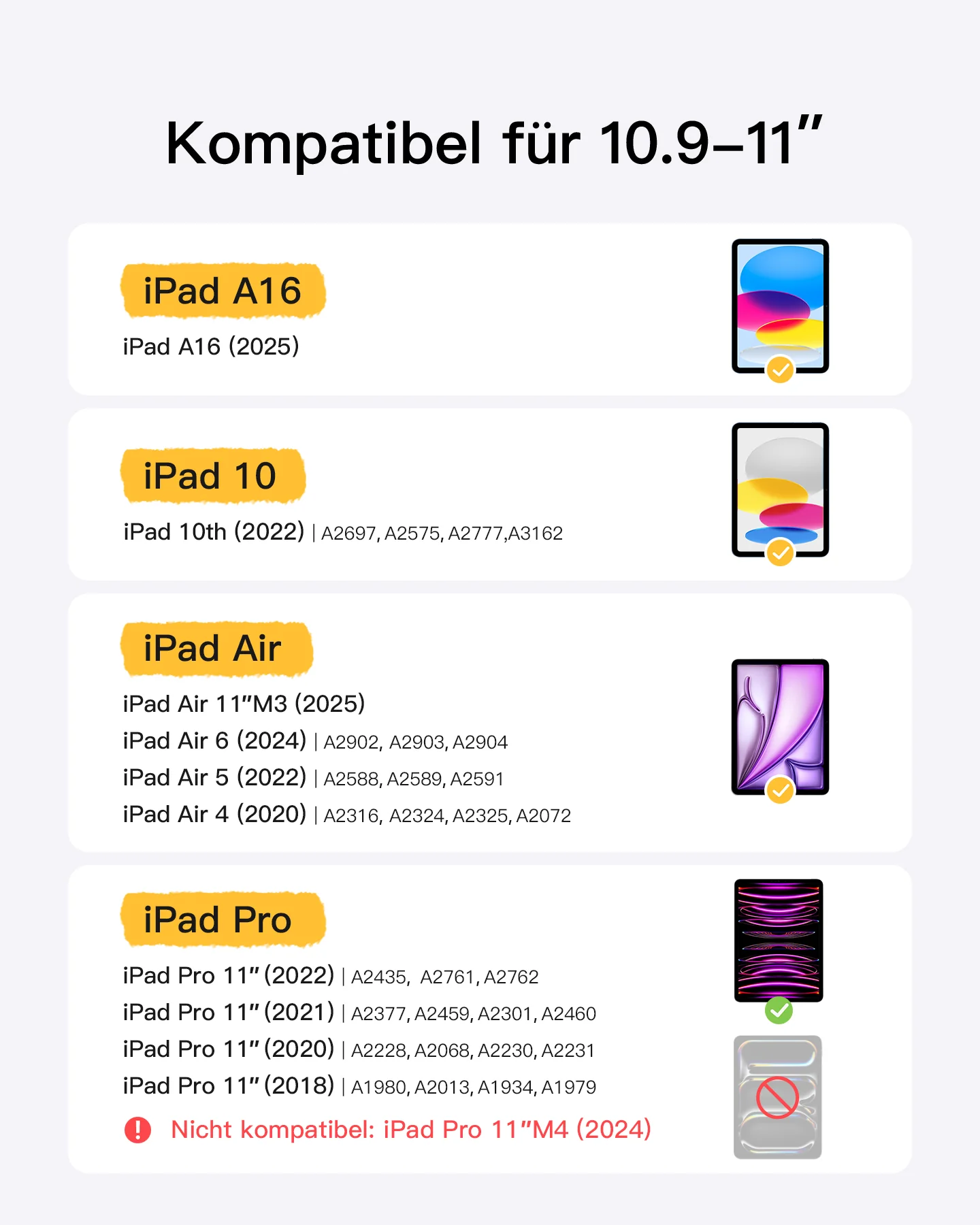 Ultraleicht Tastatur Hülle für iPad 11" (A16 2025), iPad 10; iPad Air 11" M4/M3/M2 (2026/2025/2024), iPad Air 5/4, iPad Pro 11" 4/3/2/1, KB04002 - Image 10